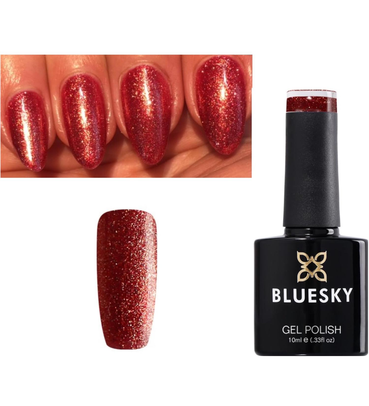 Bluesky Nail Gel Polish RED GLITTER Crystal Crimson Red Fine Glitter Shimmer SJ22 UV LED Soak Off 10ml - Buy Online on GoSupps.com