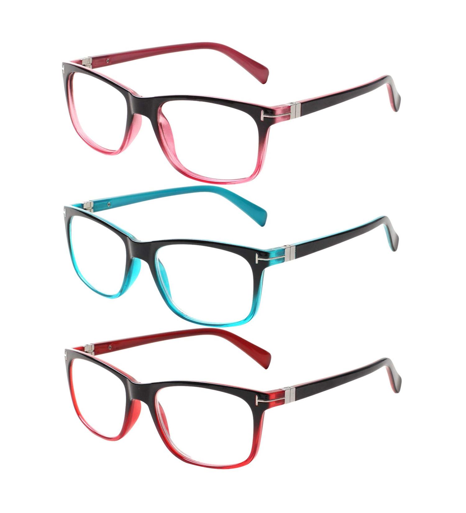 Kerecs 3 Pack Reading Glasses for Women - High-Quality Rectangular Frames with Spring Hinges - Comfortable Reading Aid (1.5 Magnification 3 Colors) - Buy Online on GoSupps.com