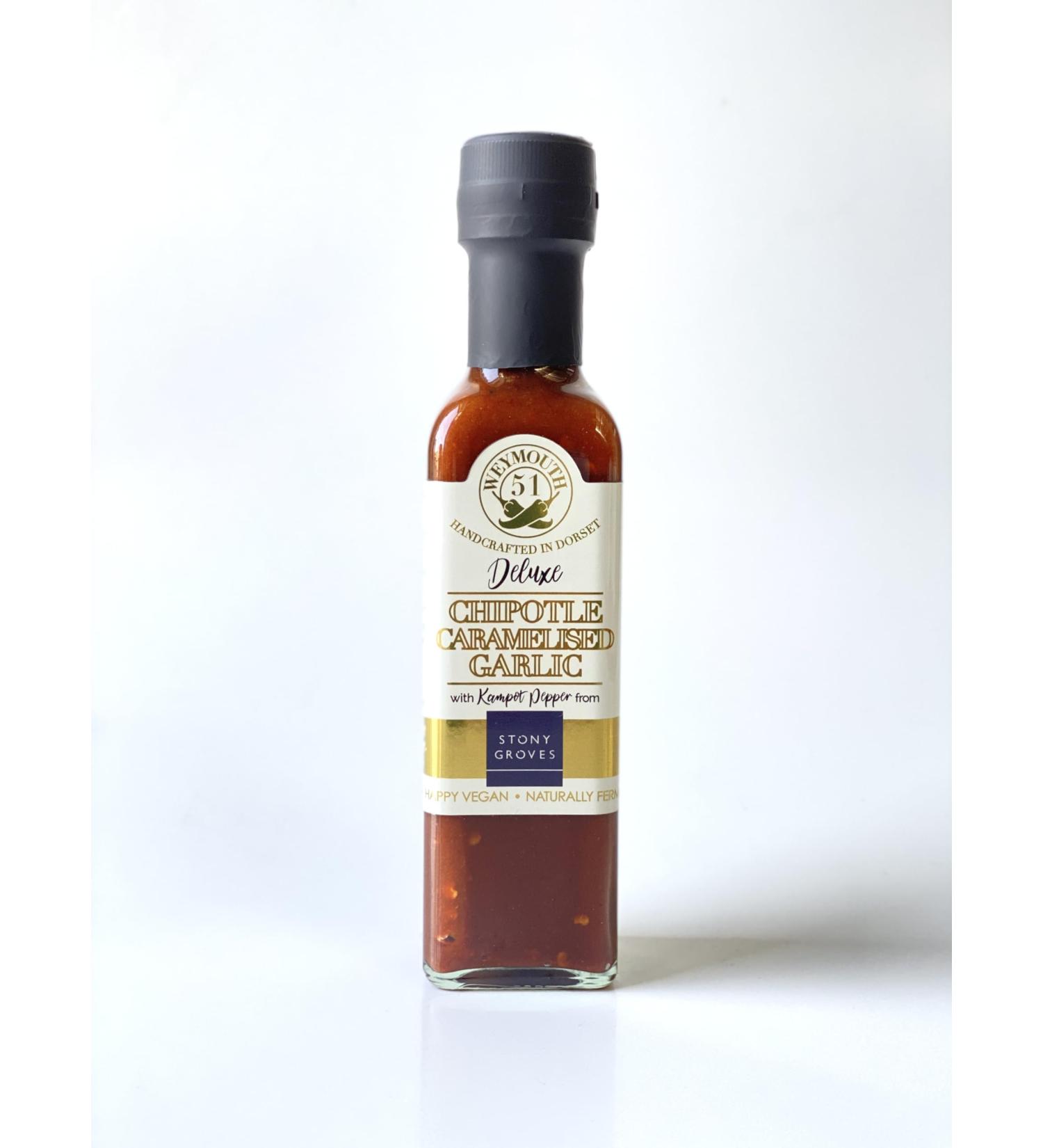 Weymouth 51 Chipotle Sauce - Chipotle Caramelised Garlic with Kampot Peppercorn Vegan Hot Sauce - 220ml - Buy Online on GoSupps.com