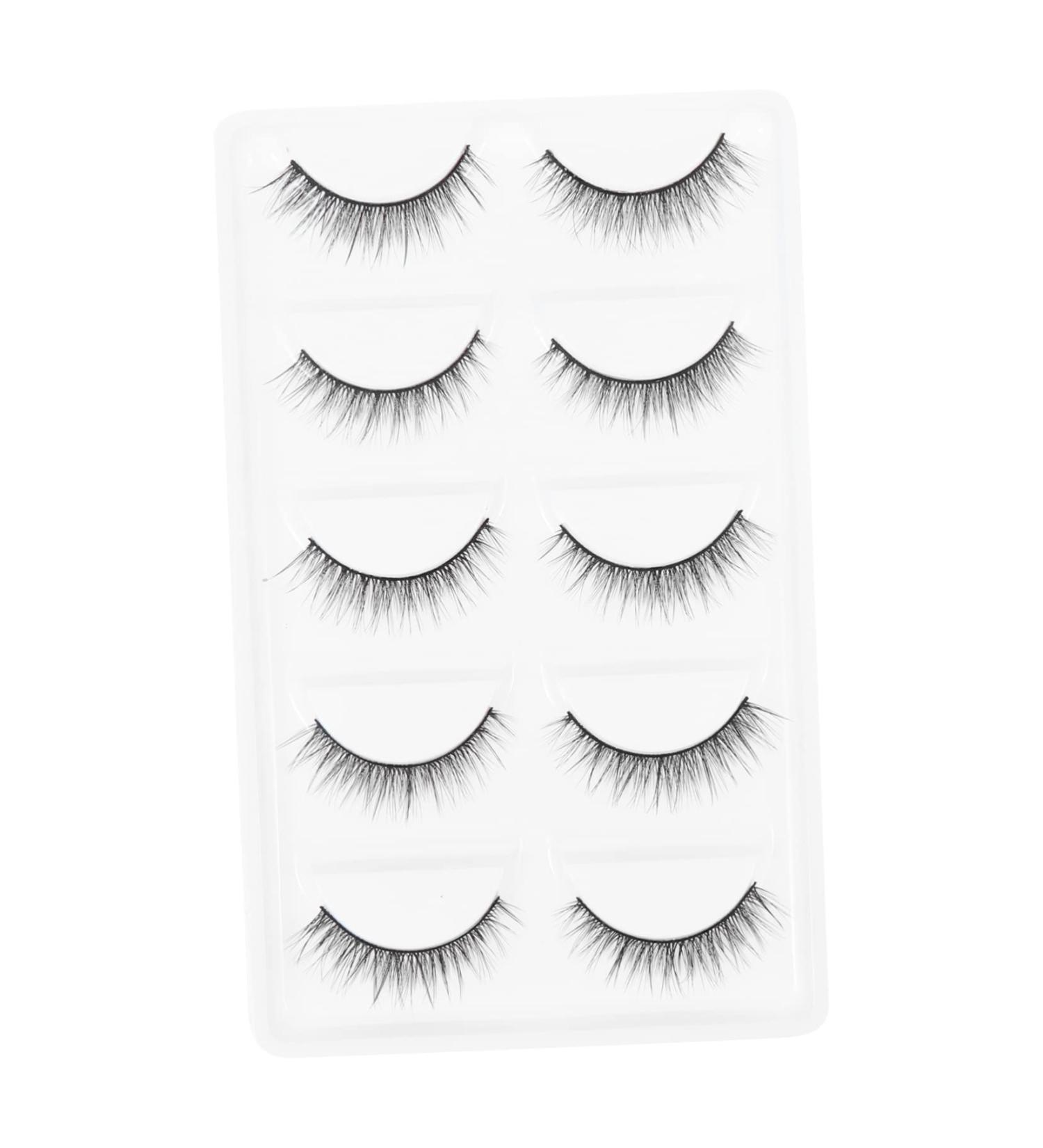 DOITOOL Natural False Eyelashes 5 Pairs Short Eyelash Artificial Fiber Extend Fluffy 6d Natural False Lashes 3.3x1x0.5cm Black - Buy Online on GoSupps.com
