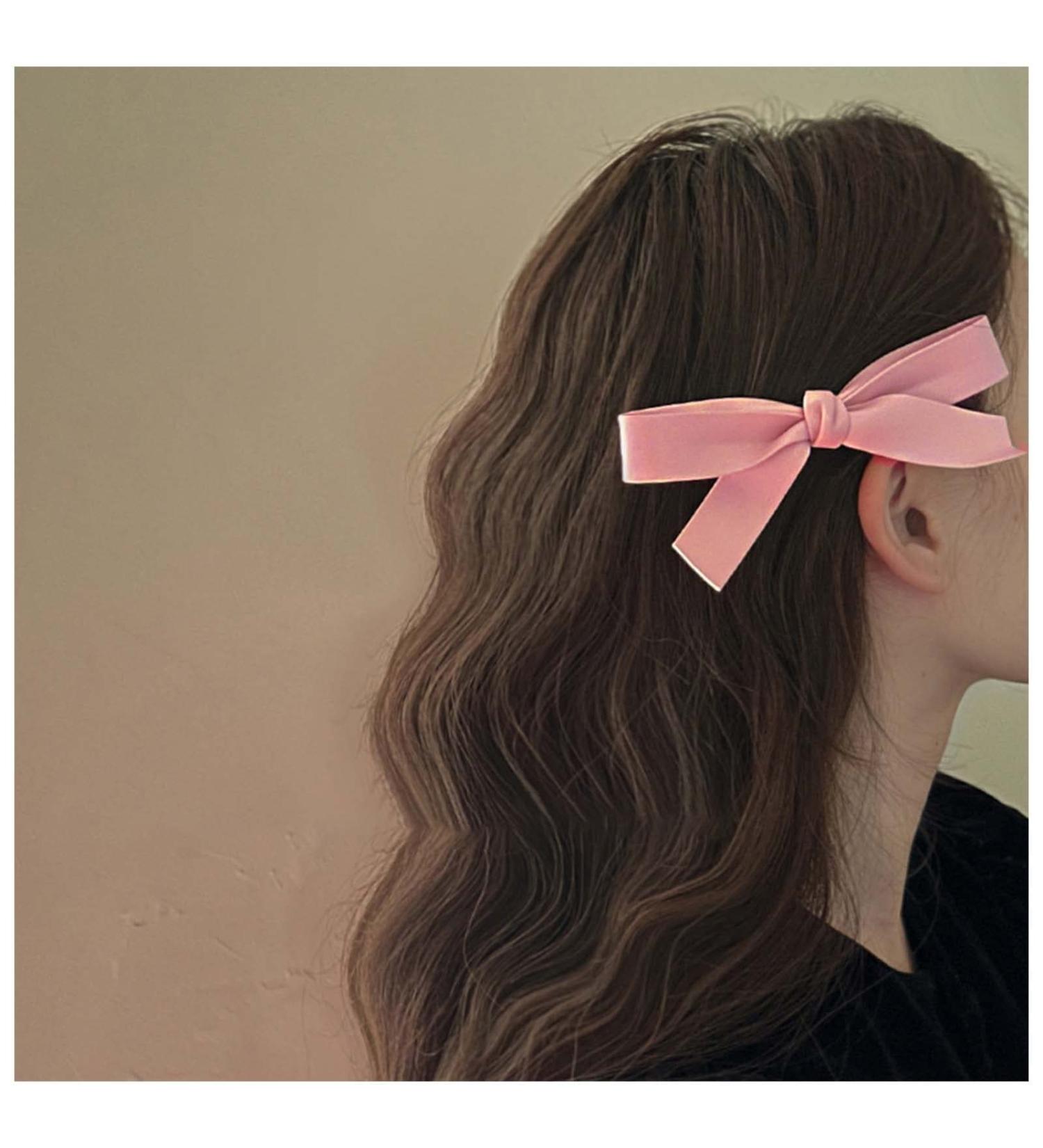 Yheakne Vintage Bow Hair Clip Pink Bowknot Hair Barrette Winter Hair Holder Clip French Bow Barrette Headwear Bowknot Hair Accessories for Women and Girls (Pink) - Buy Online on GoSupps.com