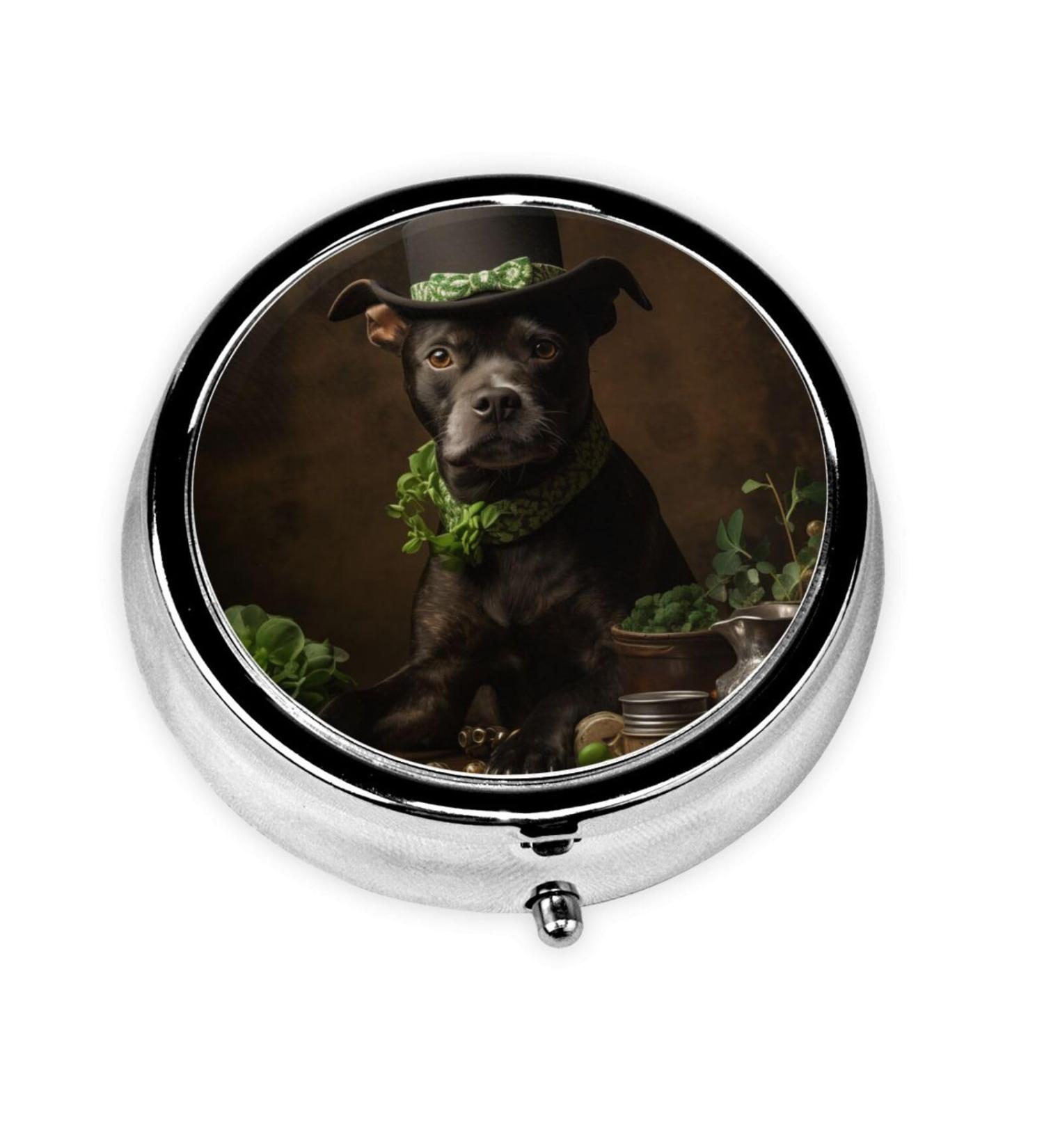 Portable Cute Dog Pill Box | Mini 3-Compartment Metal Organizer for Travel | Must-Have for Small Pills - Buy Online on GoSupps.com