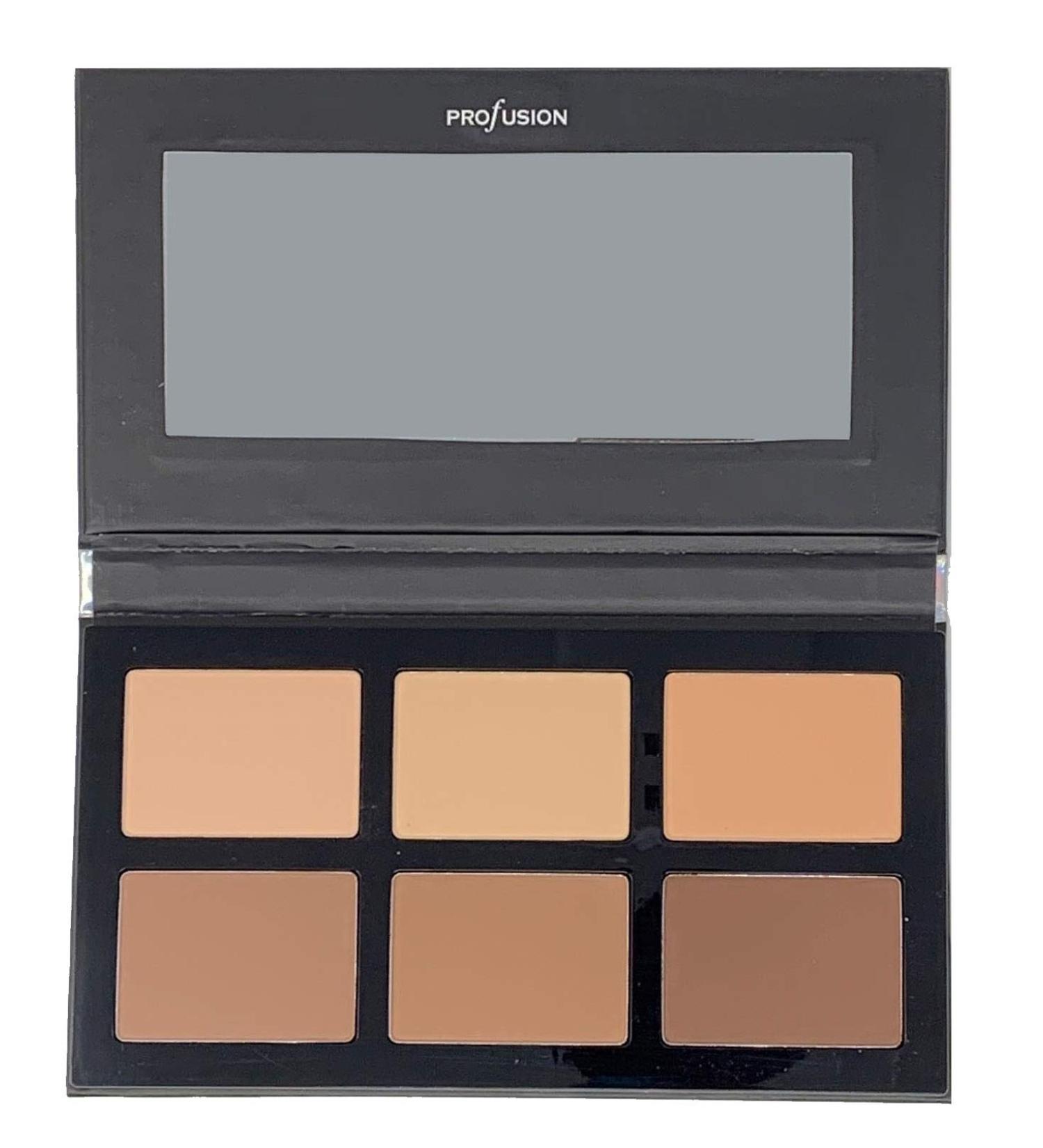 Profusion Cosmetics Pro Contour Palette - Portable Thin and Lightweight Professional 3 Bronze & 3 Matte Highlight Colors With Full Length Mirror