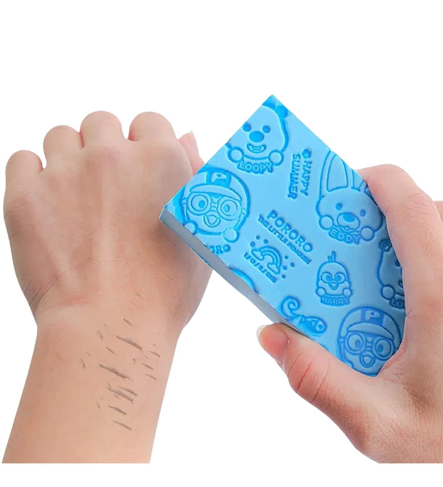 2Pcs Ultra Soft Cartoon Printed Bath Sponge - Exfoliating Shower Brush for Kids and Adults (Blue) - Buy Online on GoSupps.com