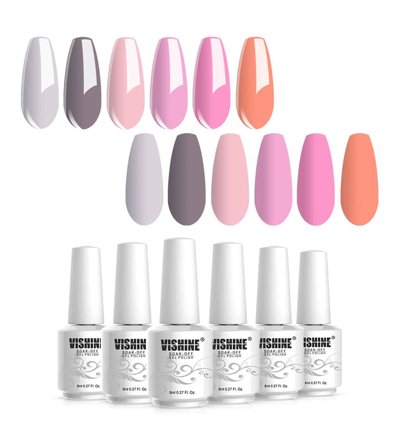 Vishine Gel Nail Polish Kit Set of 6 Color Pink Series UV LED Soak Off Gel 8ml Professional for Home Salon DIY Nail Art Gift Set - Buy Online on GoSupps.com