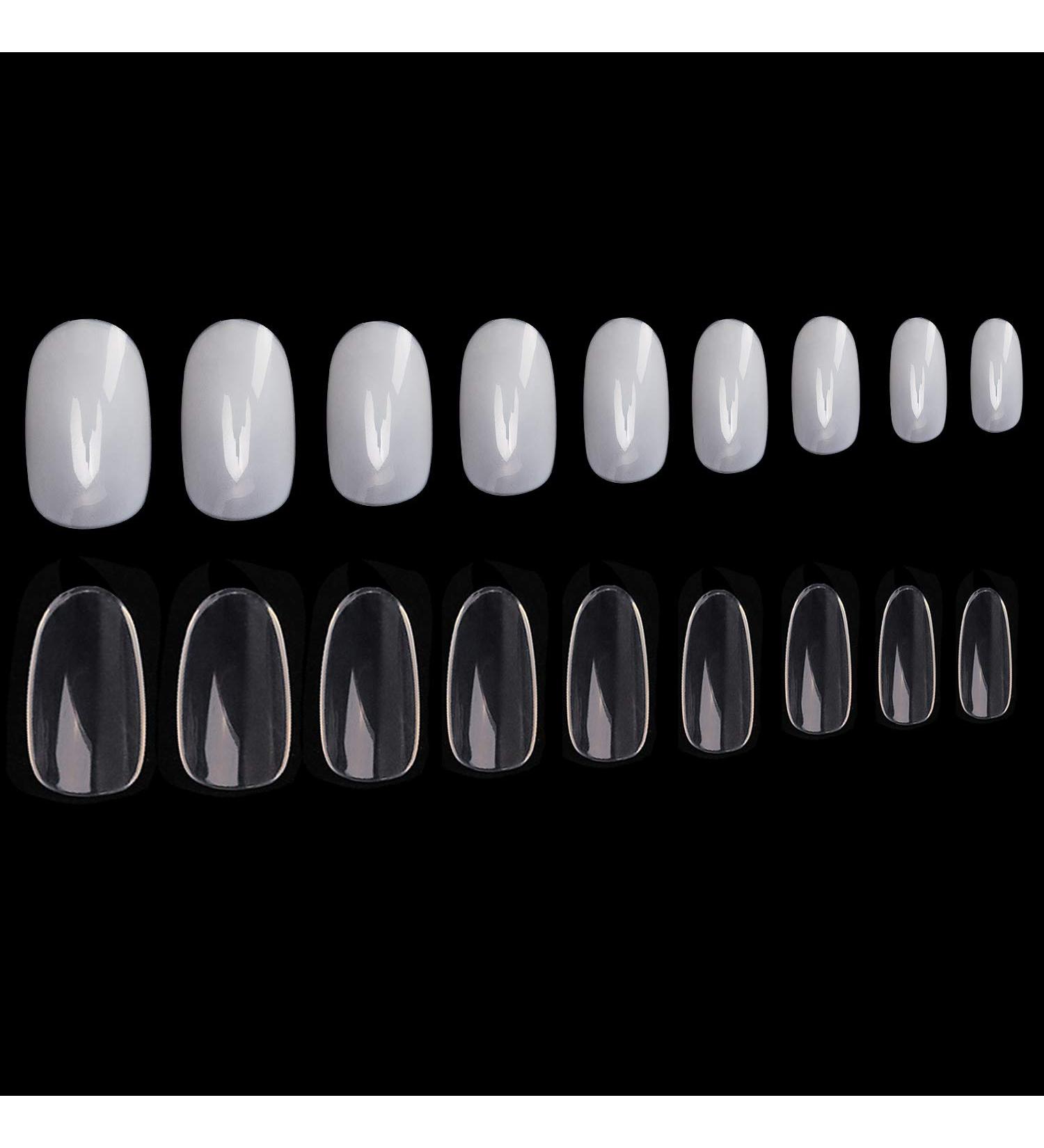 Noverlife 1200PCS Clear & Natural Round Acrylic Fake Nails - 10 Sizes Full Cover Short Oval False Nails for Nail Salon DIY Nail Design - Buy Online on GoSupps.com
