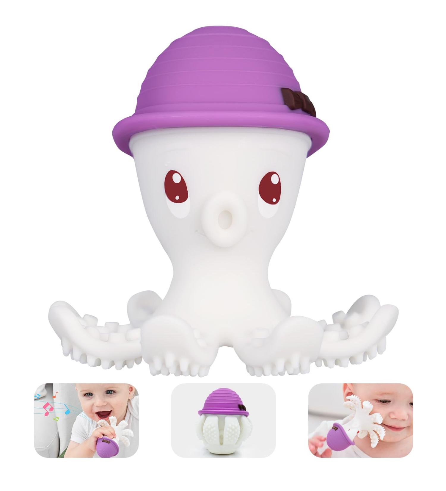 Shop Mombella Octopus Baby Bite Toy - Soft Silicone Teether for 6-18 Months Perfect Gift for Soothing Gums Purple Violet - Buy Online on GoSupps.com
