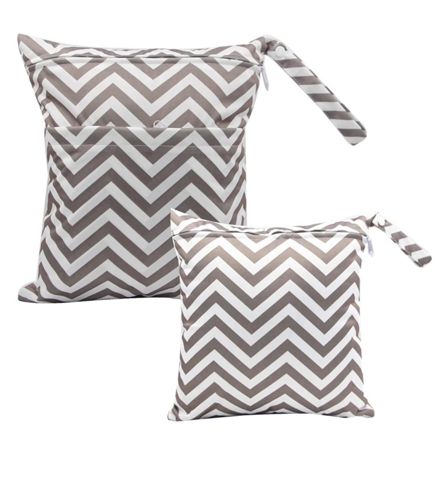 Egurs Diaper Bag Wetbag Set - Large & Medium Gray-White Stripes | Ideal for On-the-Go Parents | International Shipping Available - Buy Online on GoSupps.com