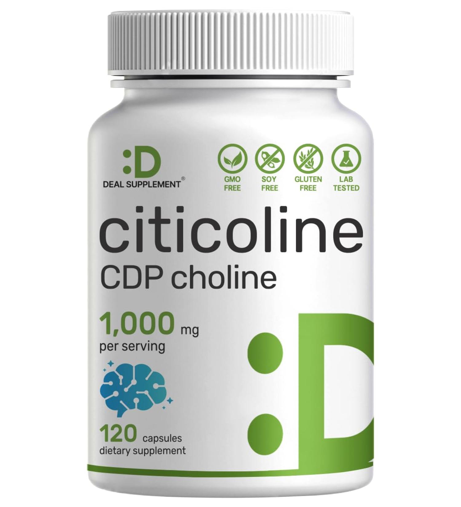 Buy Citicoline CDP Choline 1 000mg - Extra Strength Nootropic for Brain Health Memory & Focus - 120 Non-GMO Capsules - Buy Online on GoSupps.com