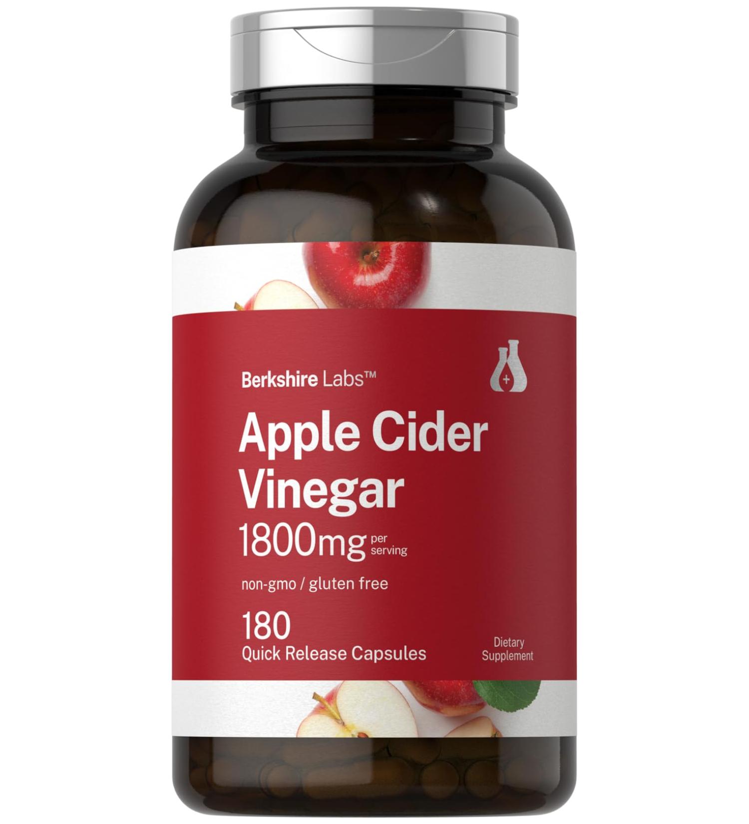 Horbaach Apple Cider Vinegar Capsules | 1800mg | 180 Count | Non-GMO Gluten-Free Supplement | by Berkshire Labs - Buy Online on GoSupps.com