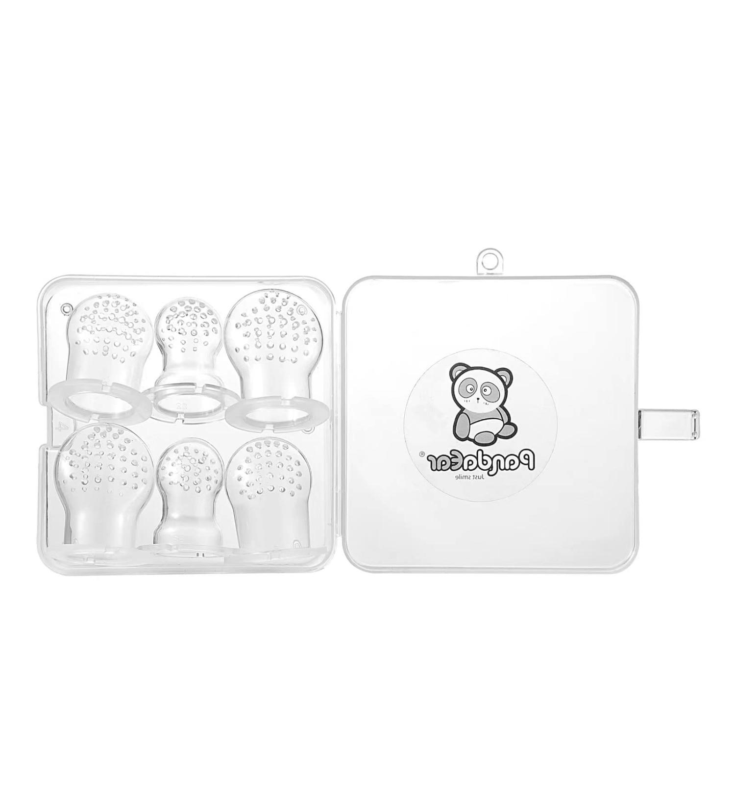 PandaEar 6 Pack 3 Sizes Toddler Silicone Pouch with Pacifier Protector Boxes for Baby Fruit Food Feeder| Universal Accessories| Transparent| BPA Free - Buy Online on GoSupps.com