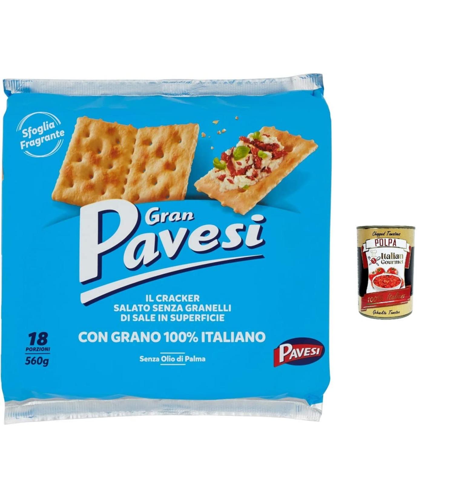  Italian Gourmet E.R. Gran Pavesi Non Salati Unsalted Biscuits 560g + Italian Gourmet Pulp 400g Set of 6 - Buy Online on GoSupps.com