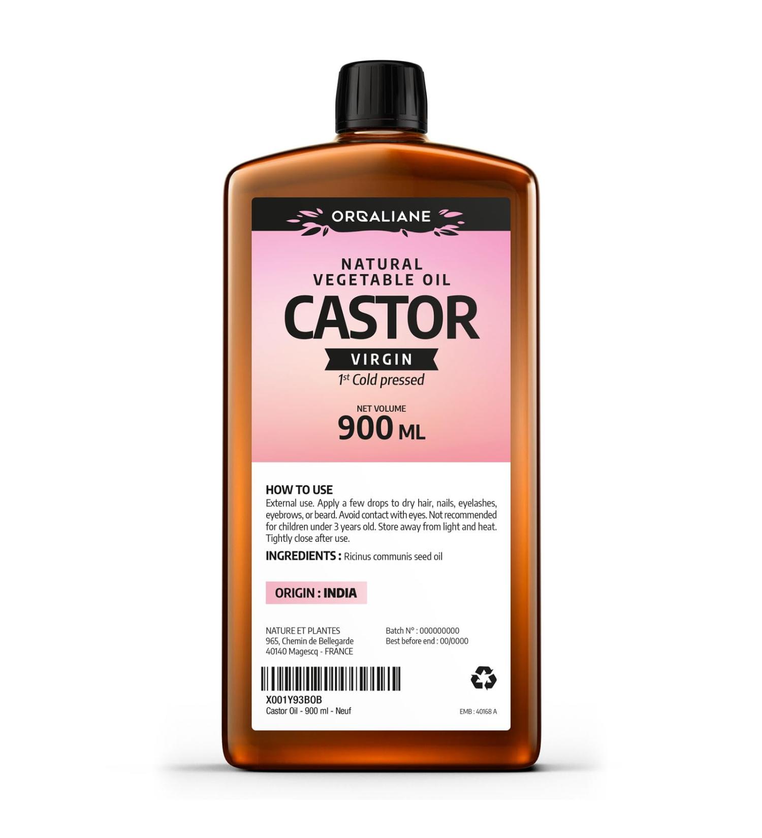 Castor oil - 900 ml - 100% virgin - 1st Cold pressed - Orgaliane