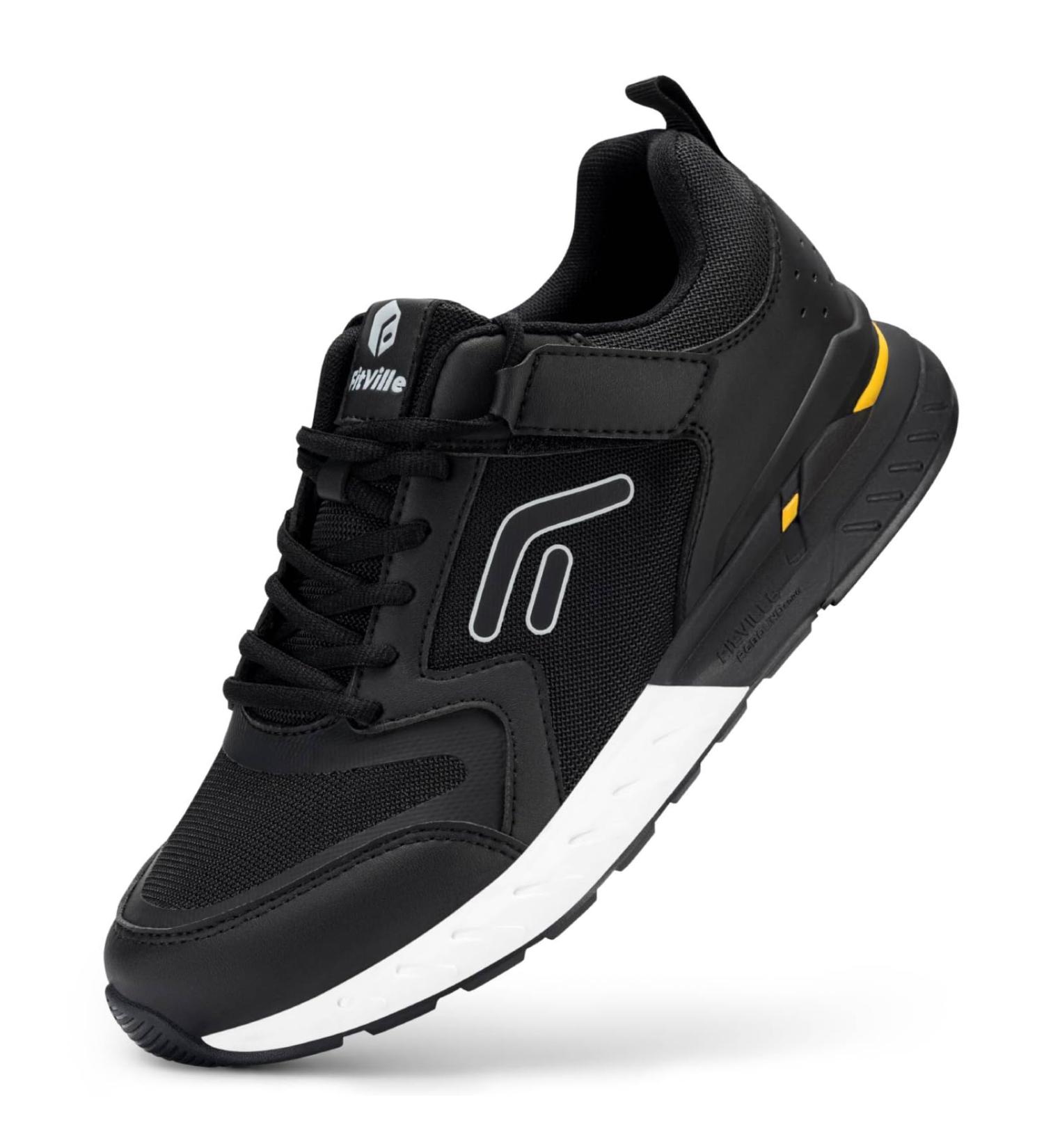 Fitville Extra Wide Running Shoes for Men Diabetic Sneakers with Velcro Fastener | Breathable & Comfortable Sports Shoes for Wide Flat Feet & Plantar Fasciitis | Size 44.5 EU - Black - Buy Online on GoSupps.com