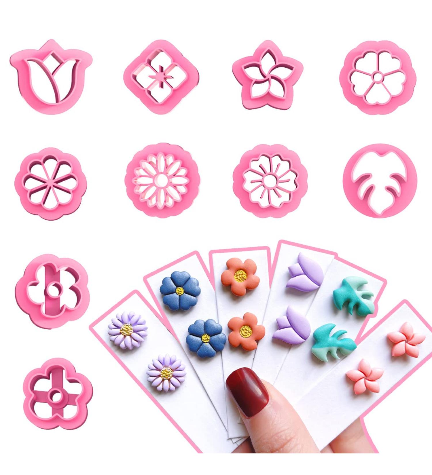 Keoker Floral Clay Earrings Cutters - 10 Shapes for Jewelry Making | Spring Clay Cutters for Earrings | Ideal for Polymer Clay Earring Lovers - Buy Online on GoSupps.com