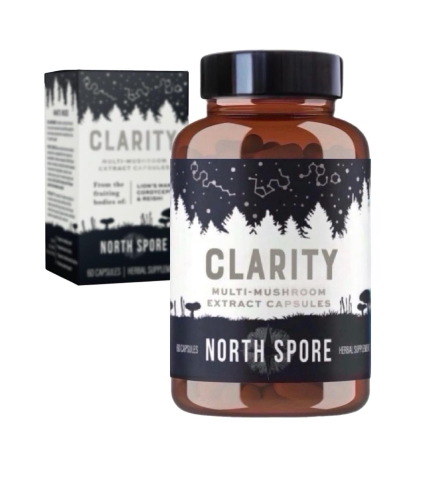 North Spore Organic Clarity High Potency Mushroom Capsules | Lions Mane Reishi Cordyceps Supplement | Boost Focus Memory Vitality Cognitive Function | Pure Organic Extract Blend - 60ct - Buy Online on GoSupps.com