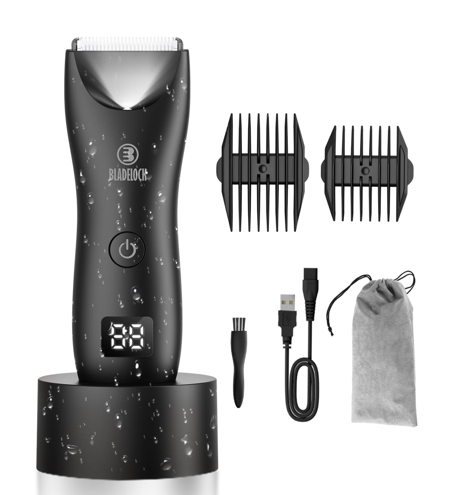 ENSSU Men's Body Hair Trimmer with Light | No Nicks Ball Trimmer | Waterproof Pubic Groin Hair Groomer | Rechargeable with LED Display - Buy Online on GoSupps.com