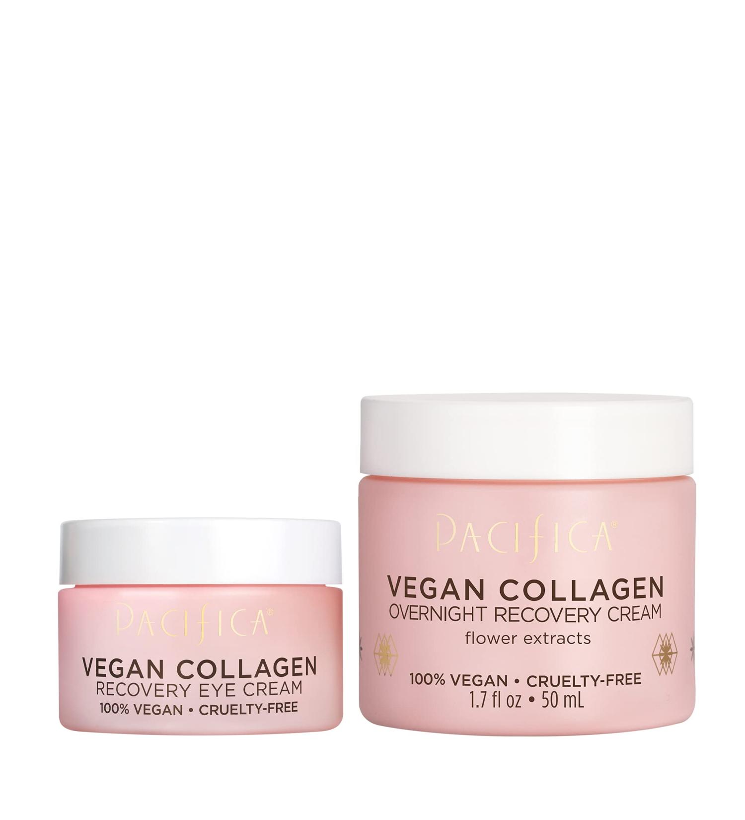 Pacifica Vegan Collagen Overnight Face & Eye Cream Set of 2 Night Cream + Anti-Aging Lotion - Plumping Collagen Moisturizer & Undereye Treatment Infused w/Hyaluronic Acid & Caffeine Hydrates & Firm Face Cream + Eye Cream  - Buy Online on GoSupps.com