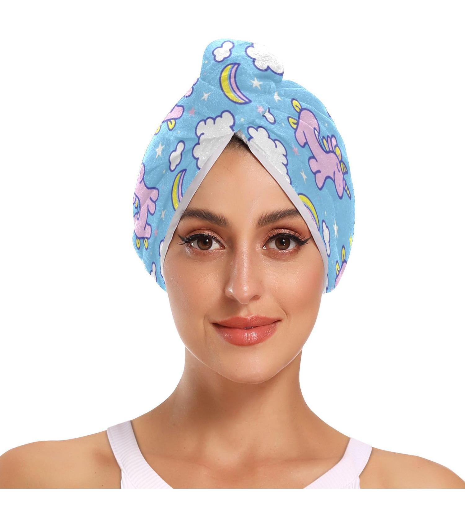 Buy White Pink Unicorn Hair Towel 2 Pack - Super Absorbent Quick Dry Hair Turbans for Women & Girls - Buy Online on GoSupps.com