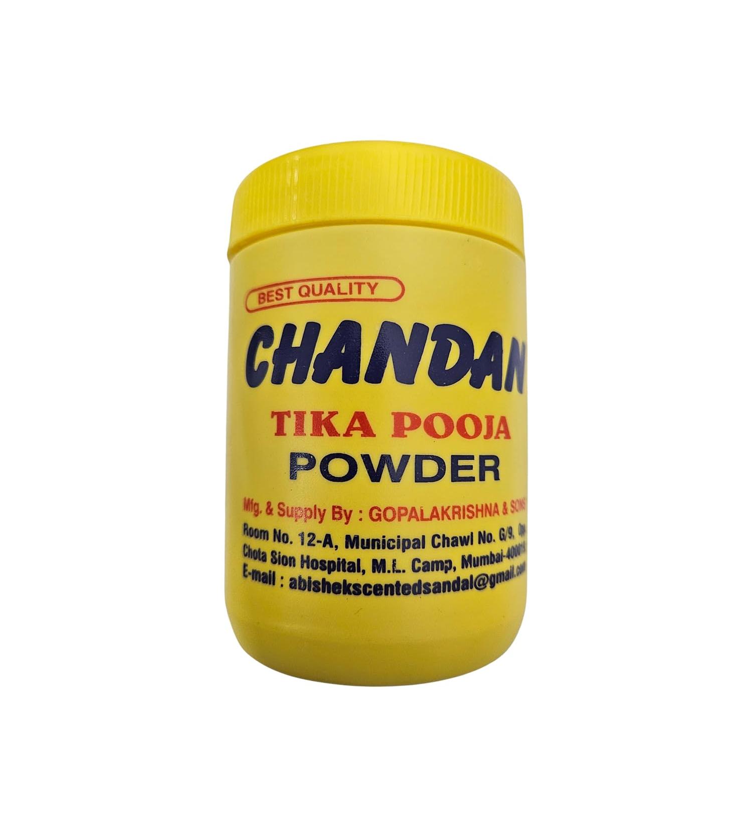 One Stop Dealers - Gopal Krishna Chandan Tika Powder 100g Each - Natural Sandalwood Paste for Religious Ceremonies and Aromatic Experience (Pack of 1)