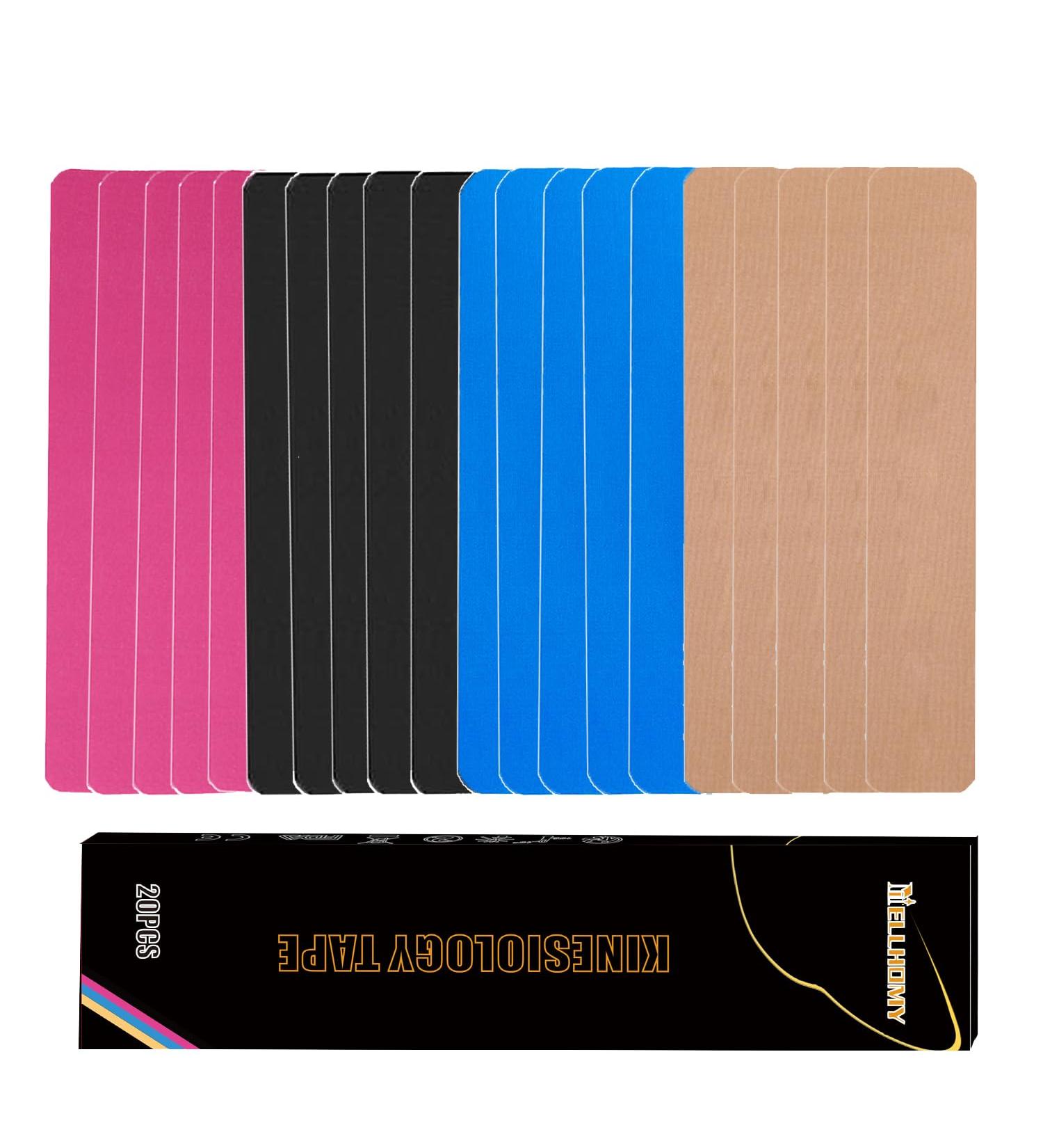 Optimize Pain Relief with 20 Pcs Kinesiology Tape - Elastic Athletic Bands for Joint Support | Waterproof & Precut | Mixed Colors (5cm x 25cm) - Buy Online on GoSupps.com