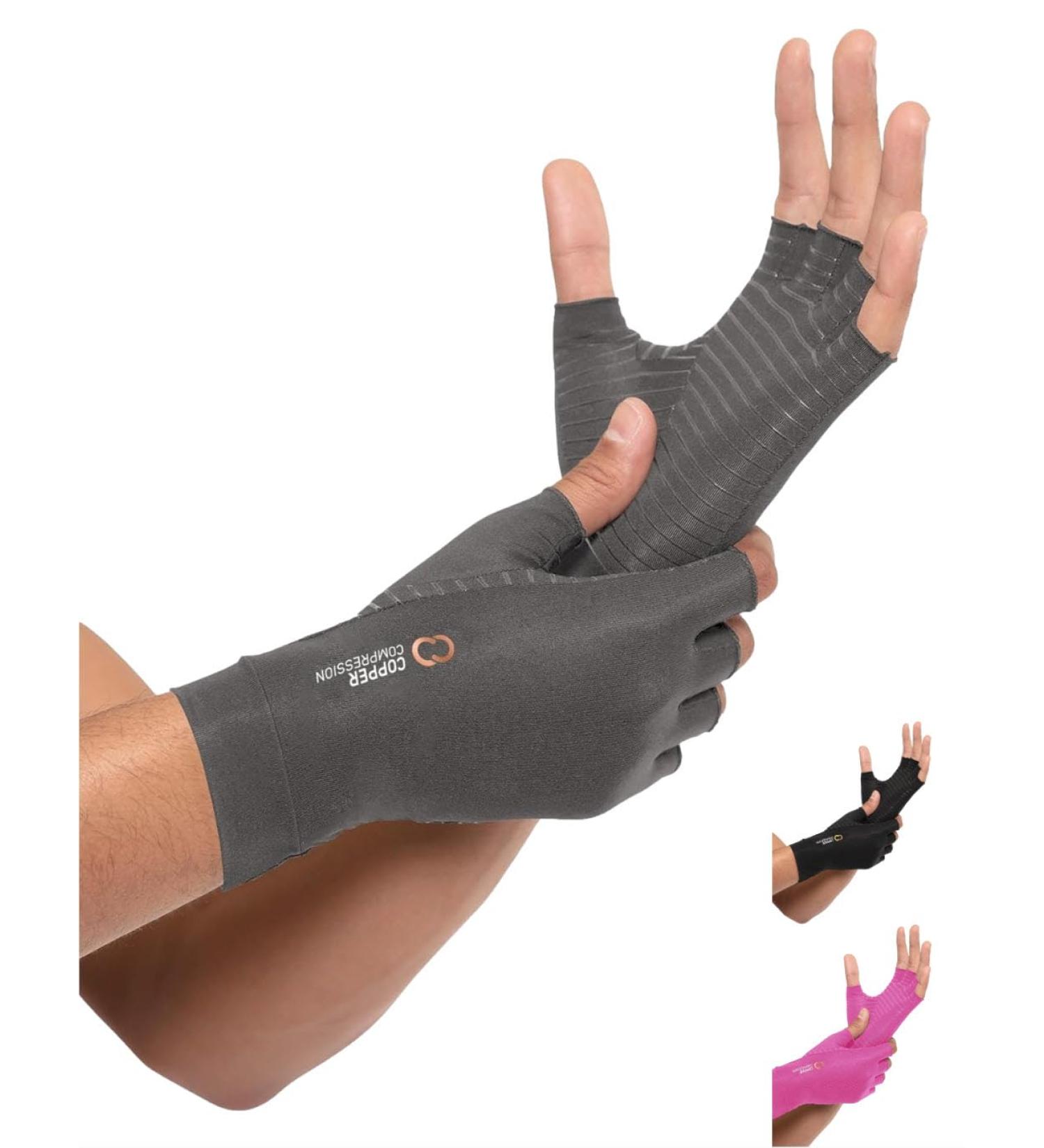 Buy Copper Compression Arthritis Gloves - Fingerless Pain Relief for Carpal Tunnel Rheumatoid & Tendonitis - Adjustable Wrist Brace for Men & Women - Grey Small (1 Pair - Buy Online on GoSupps.com