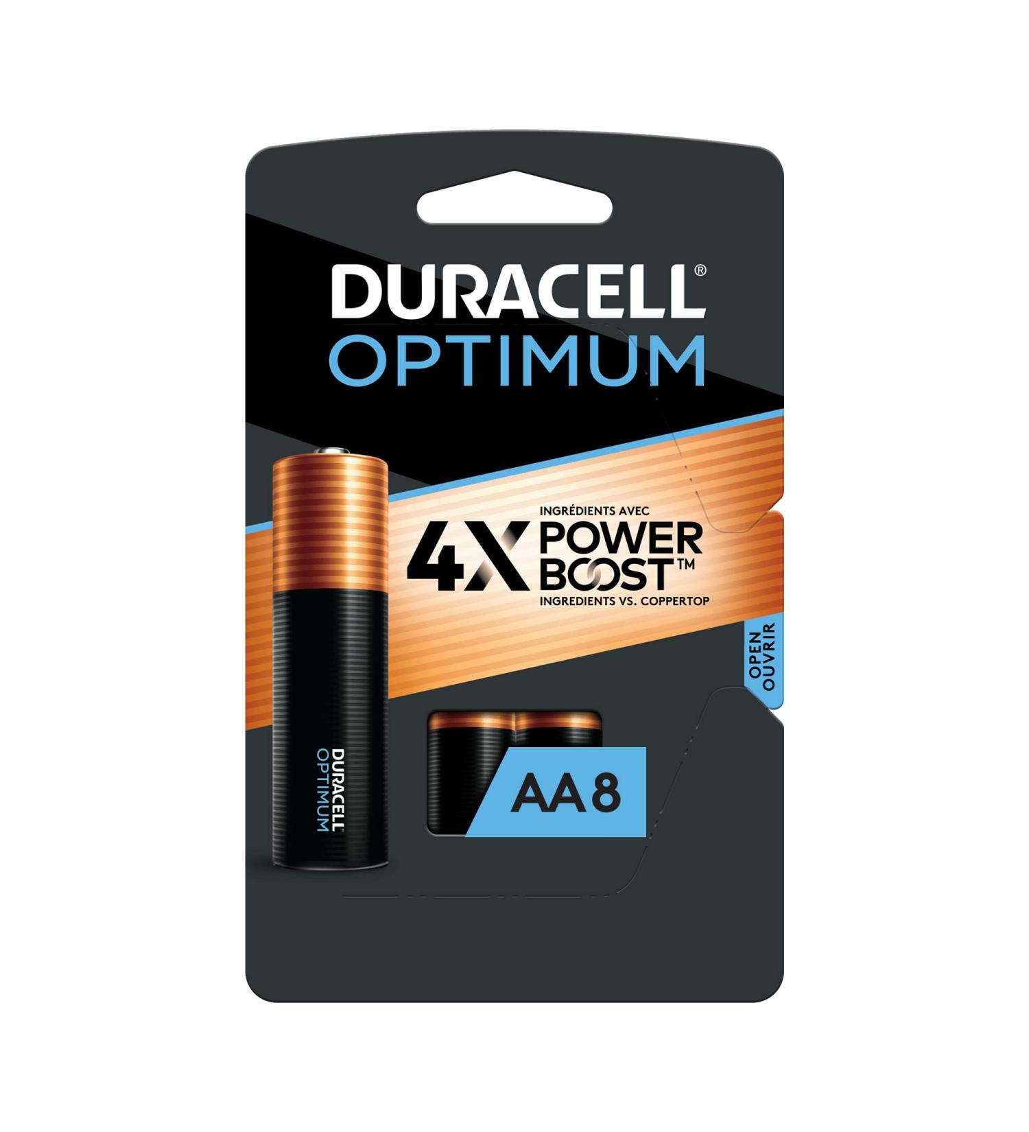 Duracell Optimum AA Batteries - 8 Count Pack | Long-Lasting Power & All-Purpose Alkaline Batteries for Household & Office Devices - Buy Online on GoSupps.com