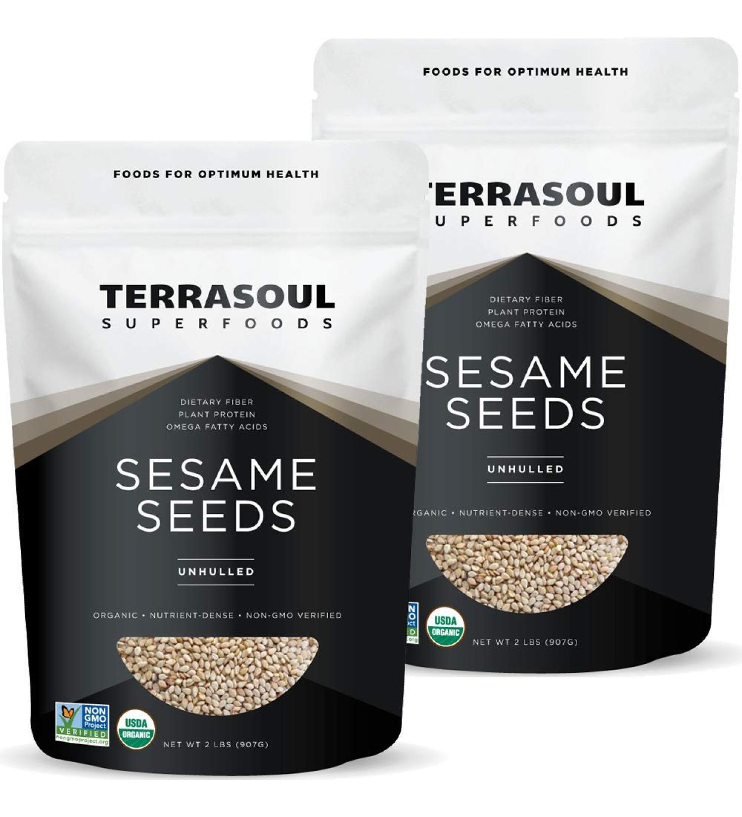 Terrasoul Superfoods Organic Unhulled Sesame Seeds - 4 Lbs (2 Pack) - Gluten-Free | Raw & Keto-Friendly - Buy Online on GoSupps.com
