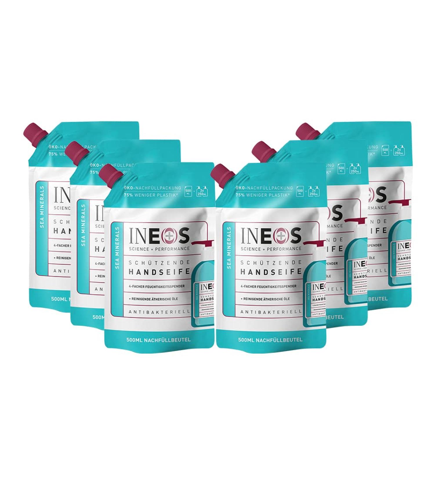 Ineos Moisturizing Liquid Hand Soap with Marine Minerals - 6 x 500ml Refill Pack for Hands - Buy Now! - Buy Online on GoSupps.com