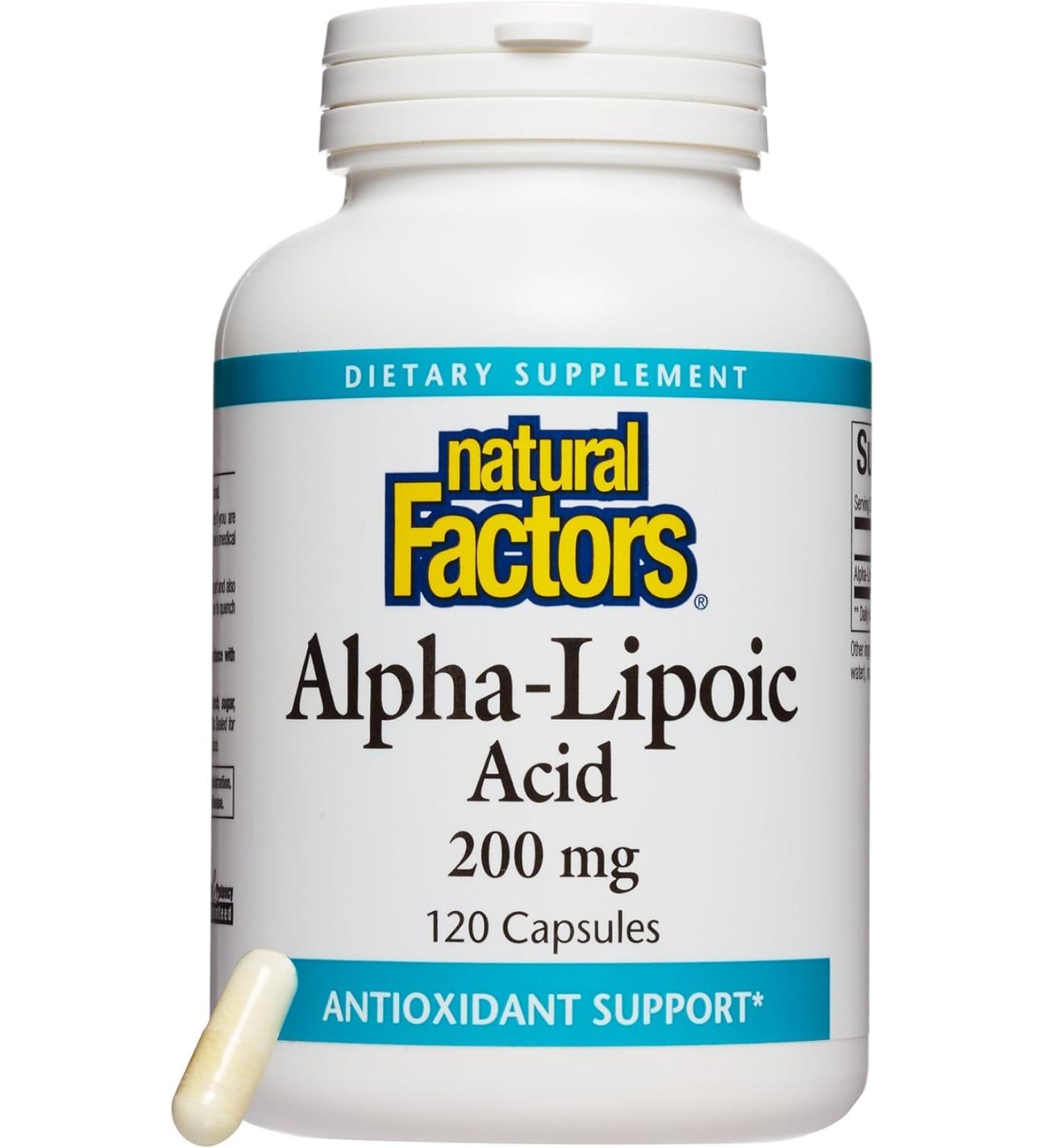 Natural Factors Alpha-Lipoic Acid 200 mg - Antioxidant Support 120 Capsules | Premium Dietary Supplement for Healthy Aging & Energy - Buy Online on GoSupps.com