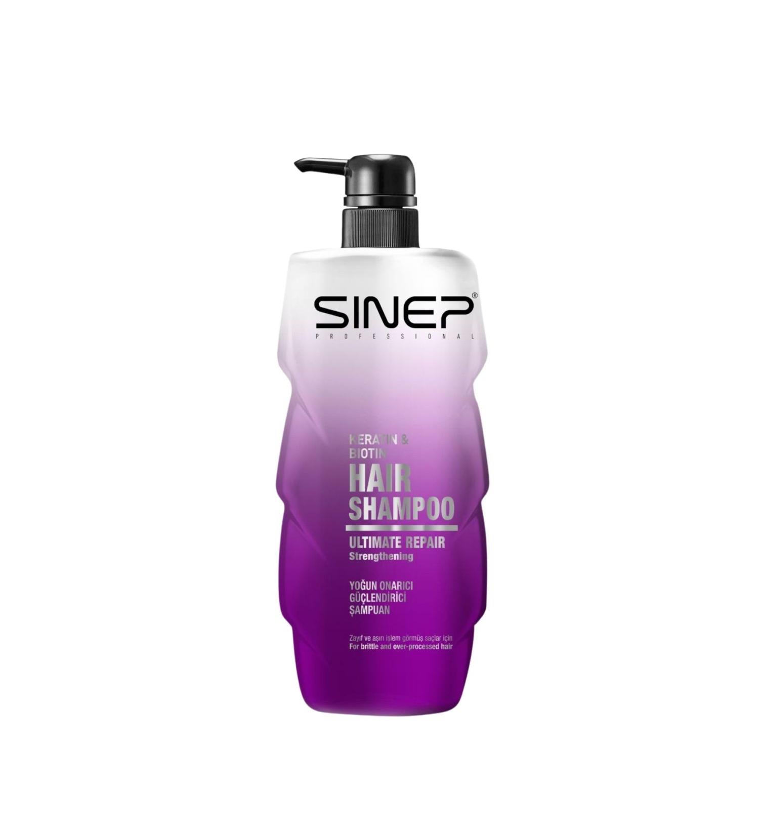 SINEP Professional Keratin and Biotin Shampoo 1000 ml for damaged hair strengthening shine healthy growth - Buy Online on GoSupps.com
