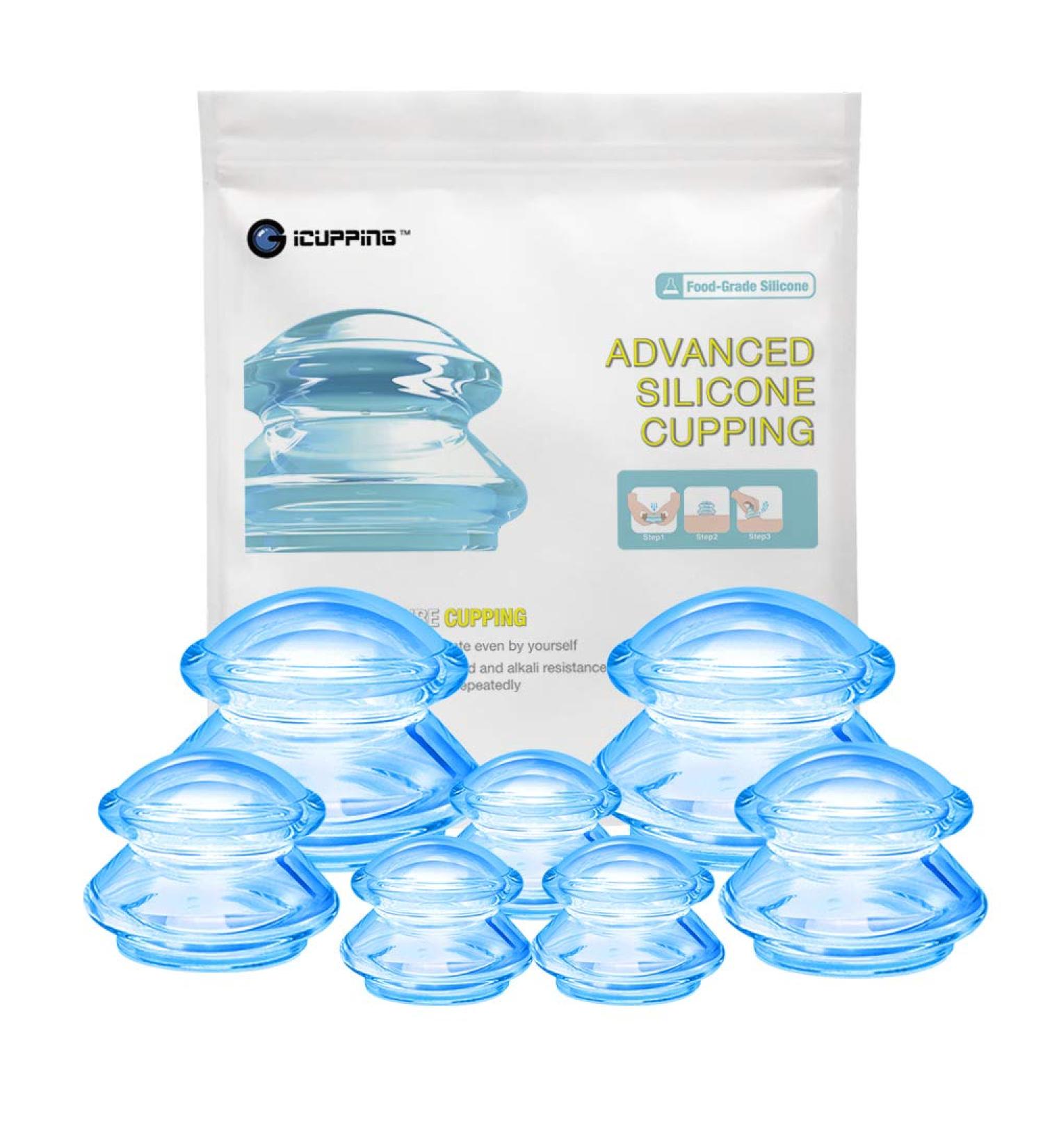 Chinese Vacuum Cupping Therapy Set for Deep Tissue Myofascial Release & Joint Pain Relief - Silicone Massage Cups (Blue 7) - Buy Online on GoSupps.com