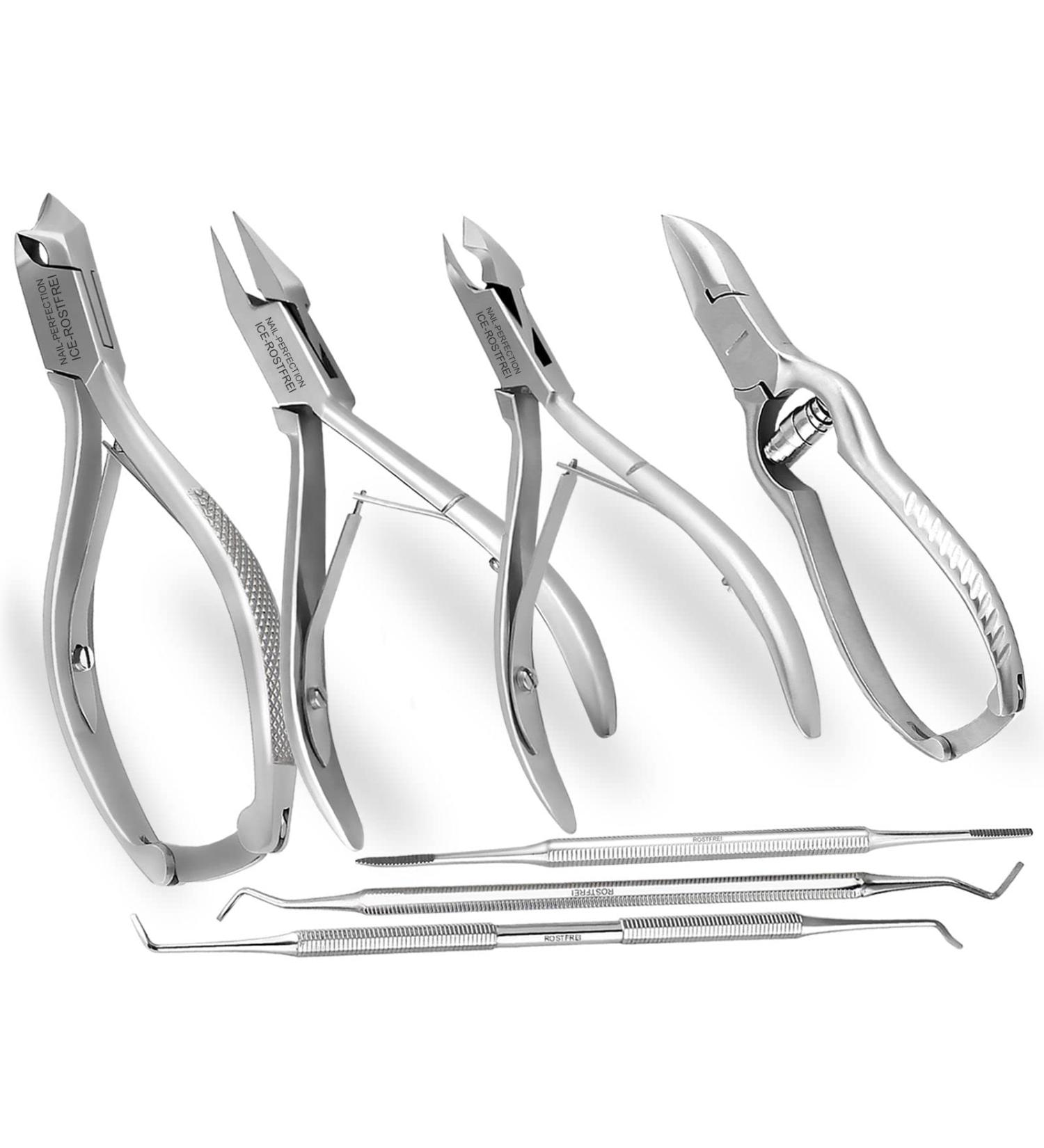 Nail Tongs Foot Care Set - 7-Part Manicure & Pedicure Instruments for Strong Nails & Skin - Best Offer! - Buy Online on GoSupps.com