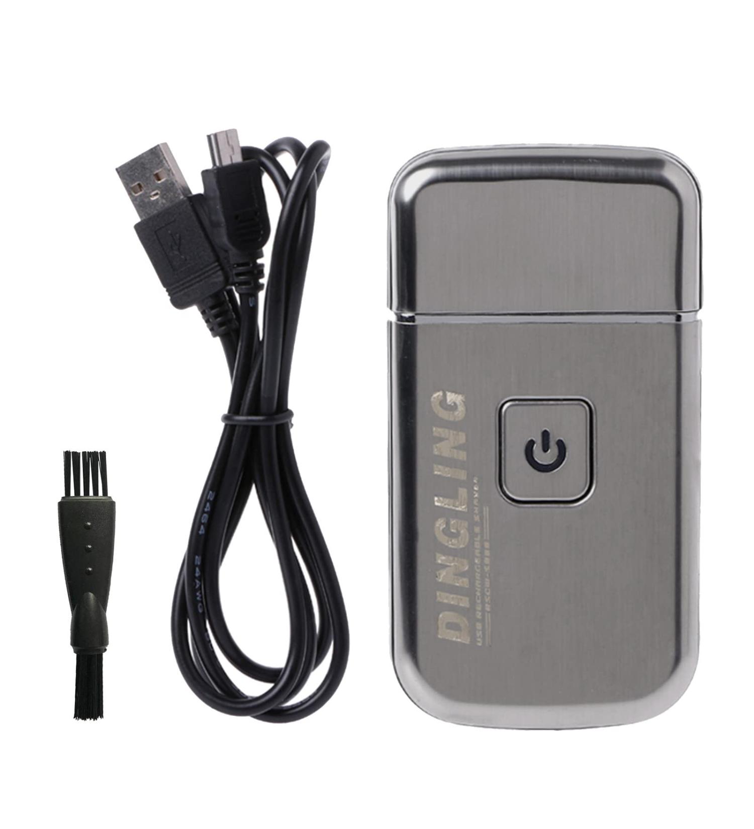 Men's Electric Ultra Thin Razor | Rechargeable Cordless Beard Trimmer | Travel-Friendly USB Mini Razor for Facial Care | Silver - Buy Online on GoSupps.com