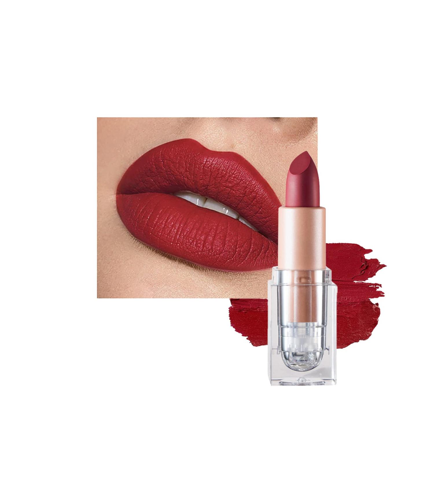 Long Lasting Nude Pink Lipstick - Waterproof Matte Lip Gloss for Women | Non-Stick & Moisturizing | Gift Idea | Labiales Mate (#606 The Perfect Red) - Buy Online on GoSupps.com