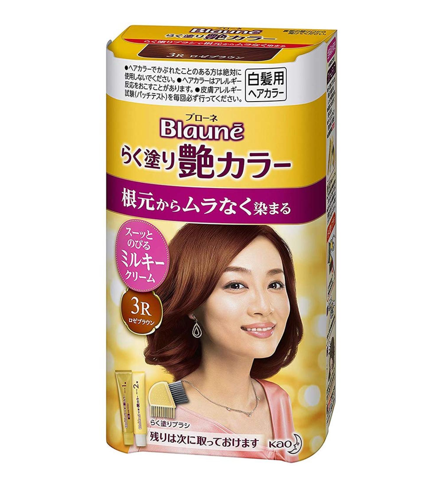 Kao Blaune Easy Painting Gloss Hair Color - 3 R Rose Brown (Green Tea Set)