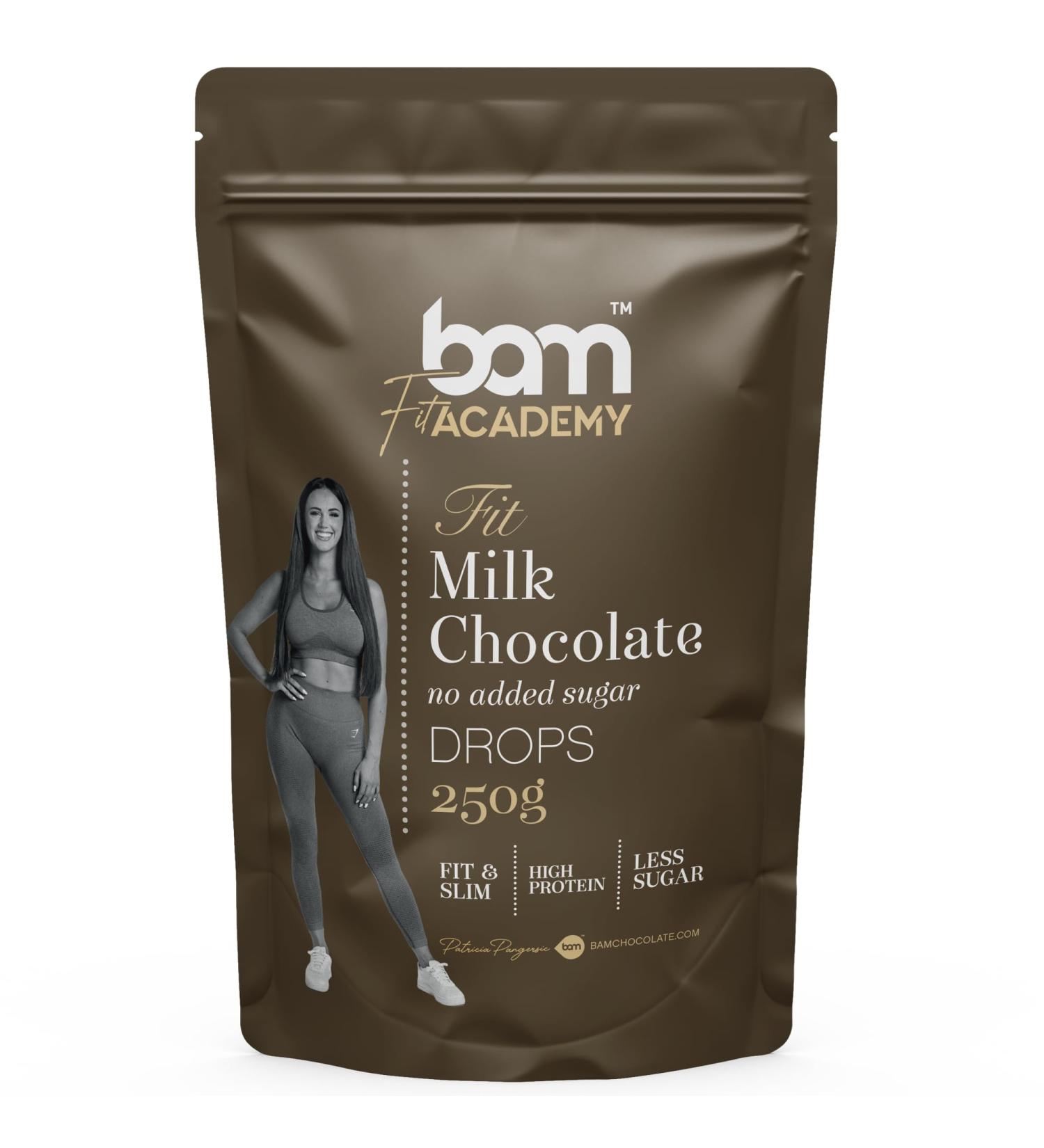 BAM Milk chocolate drops no added sugar patties chips to melt homemade and professional pastry 250g - Buy Online on GoSupps.com