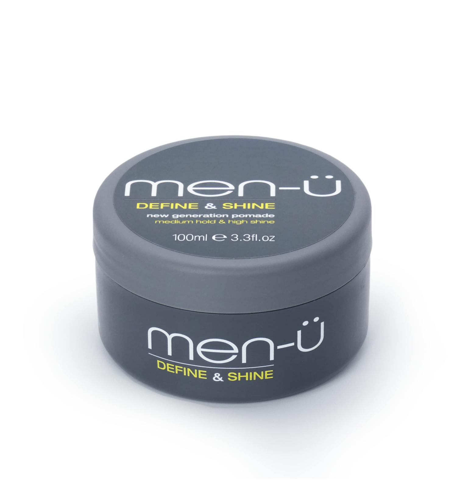 men-u DEFINE & SHINE Pomade 100ml - Medium Hold, High Shine, Grey Hair Toning, Easy Wash Out - Buy Online on GoSupps.com