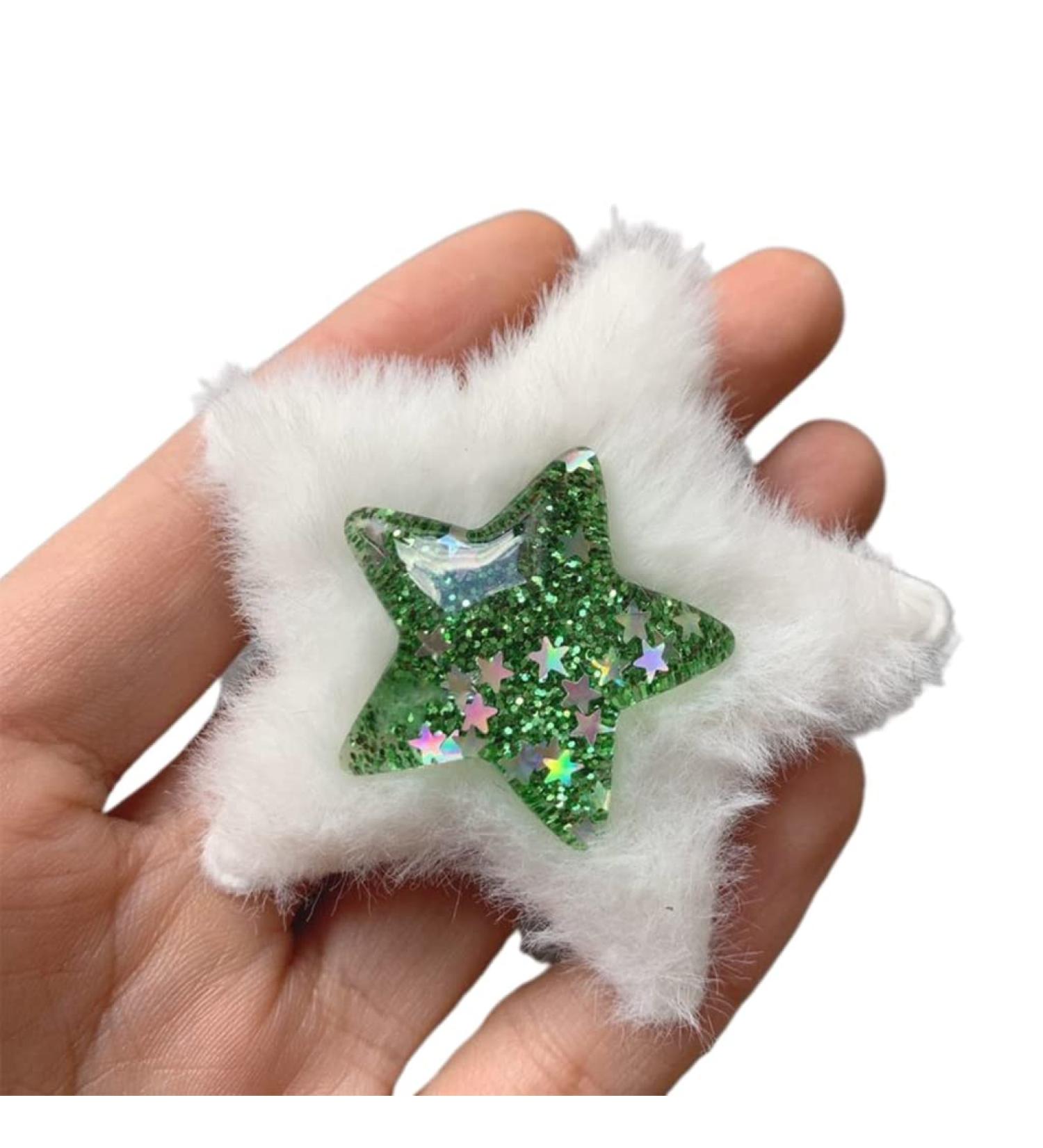 hgnxa Plush Sequins Star Shape Hair Clip Halloween Costume Headwear for Women Birthday Party Carnivals Theme -slip Hairpin Green - Buy Online on GoSupps.com