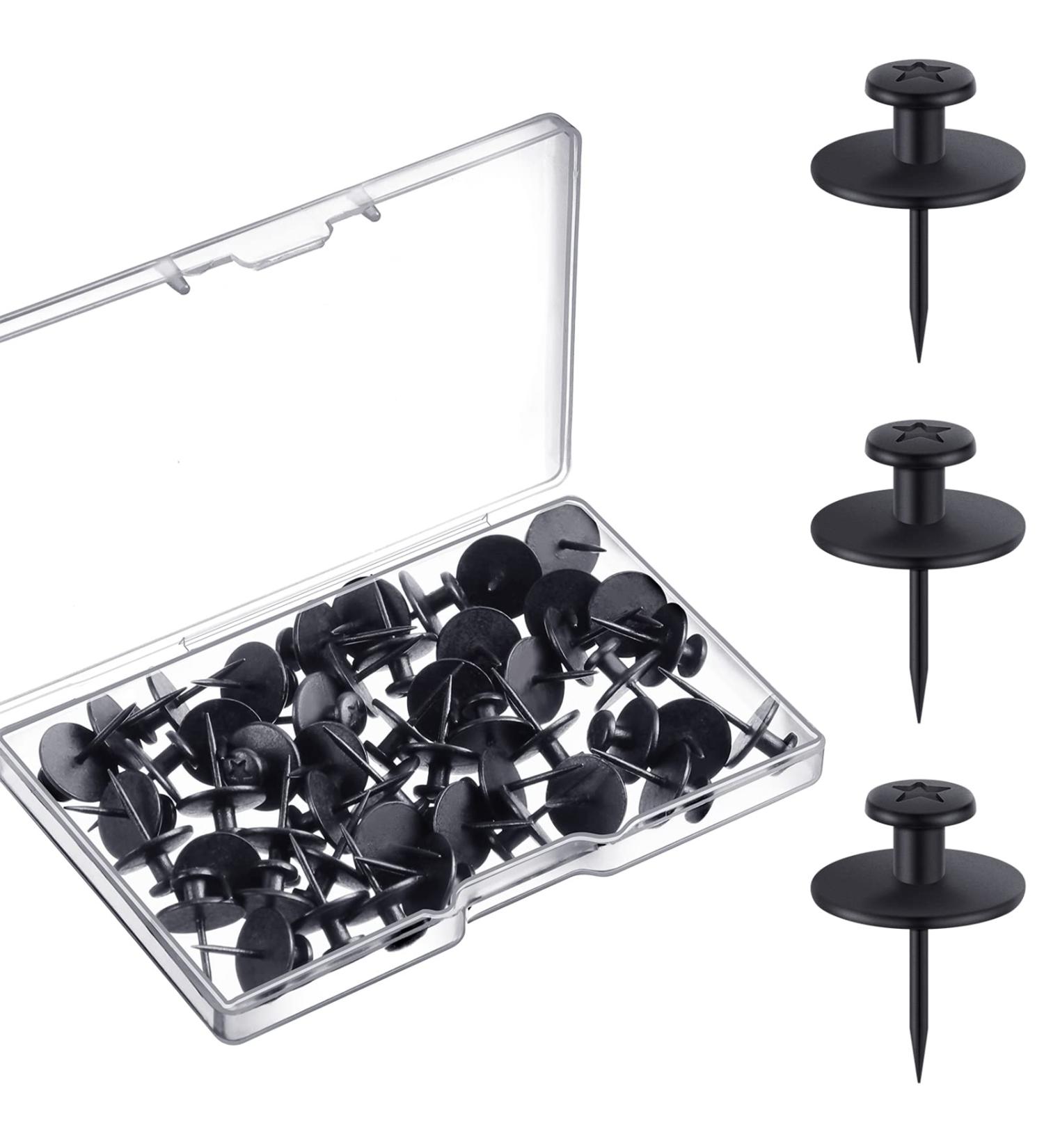 Hotop Double Headed Picture Hangers Nails - 50 Black Thumb Tacks for Home & Office Wall Decor - Buy Online on GoSupps.com