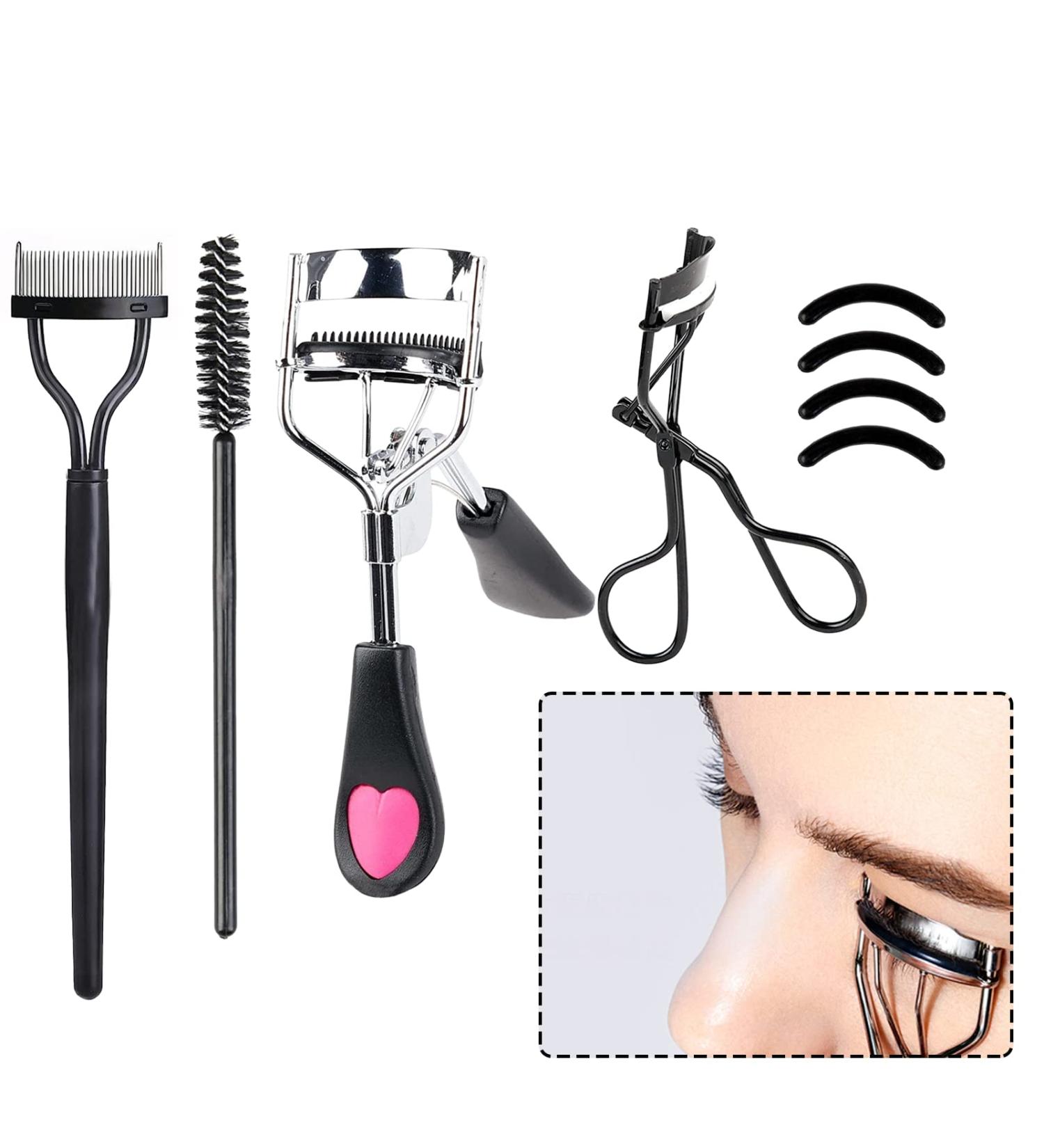 8Pcs Eyelash Curler Set with Built-in Comb - For Salon & Home Grooming | Curler for Short and Sparse Eyelashes - Thicker, Curlier, Fuller | Multicolor - Buy Online on GoSupps.com