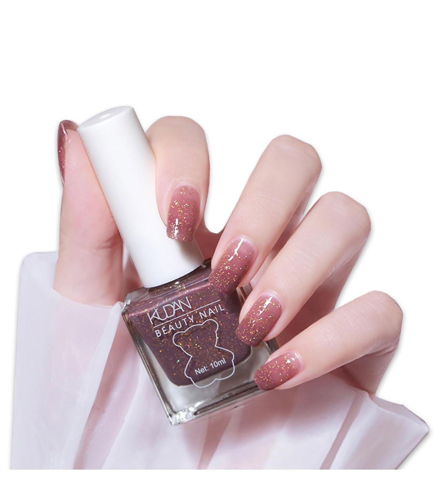 TBeautfave Glitter Pink Nail Varnish Purple Nail Polish Quick Dry Nail Polish Long Lasting Nail Polish Non-Toxic Nail Polishes No Need Cure Nail Gel Polish at Home Manicure 38 Taro flash - Buy Online on GoSupps.com