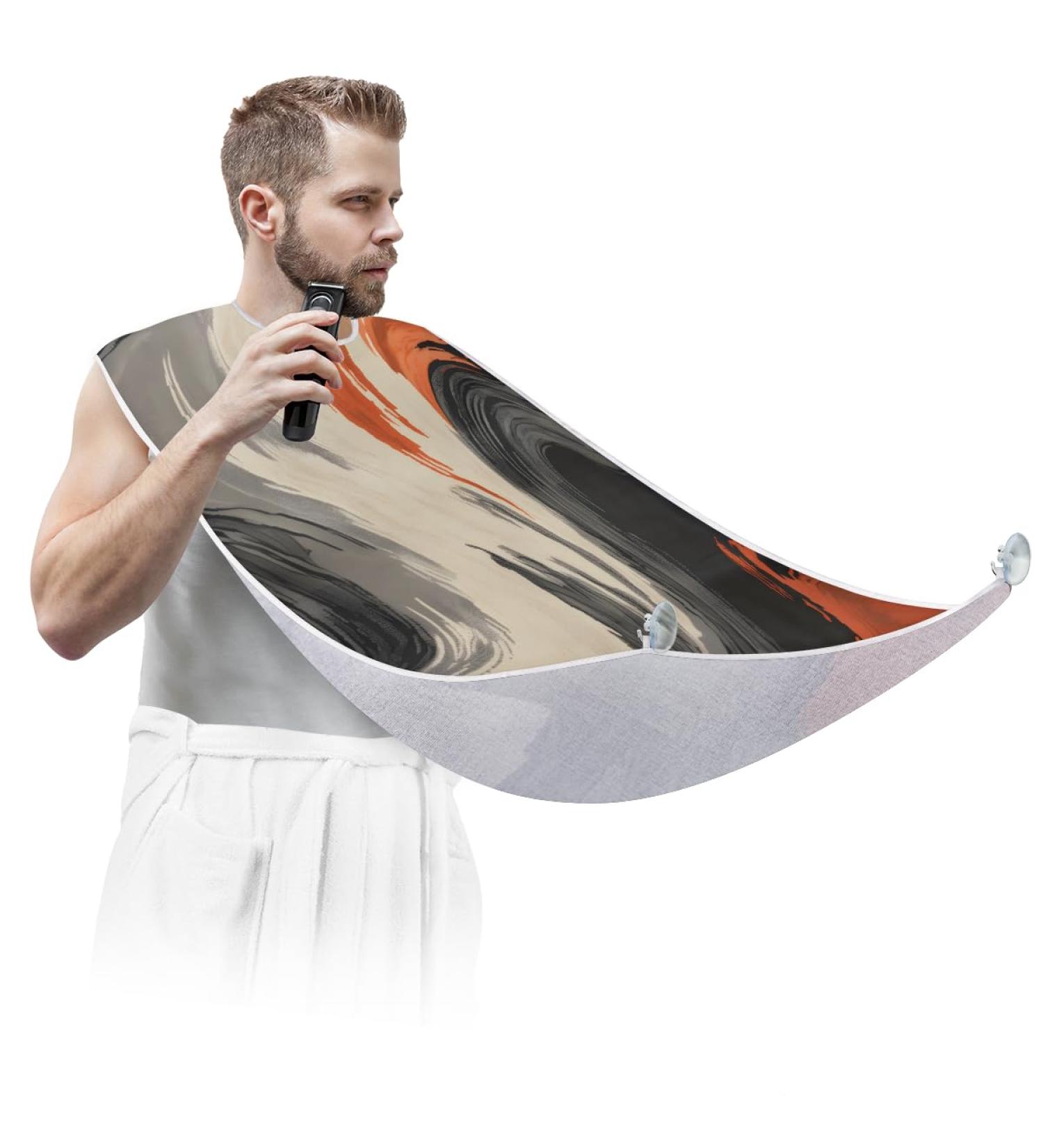 Beard Bib Apron - Abstract Ink Beard Hair Catcher for Men | Perfect Father's Day Anniversary & Christmas Gift | Includes 2 Suction Cups - Buy Online on GoSupps.com