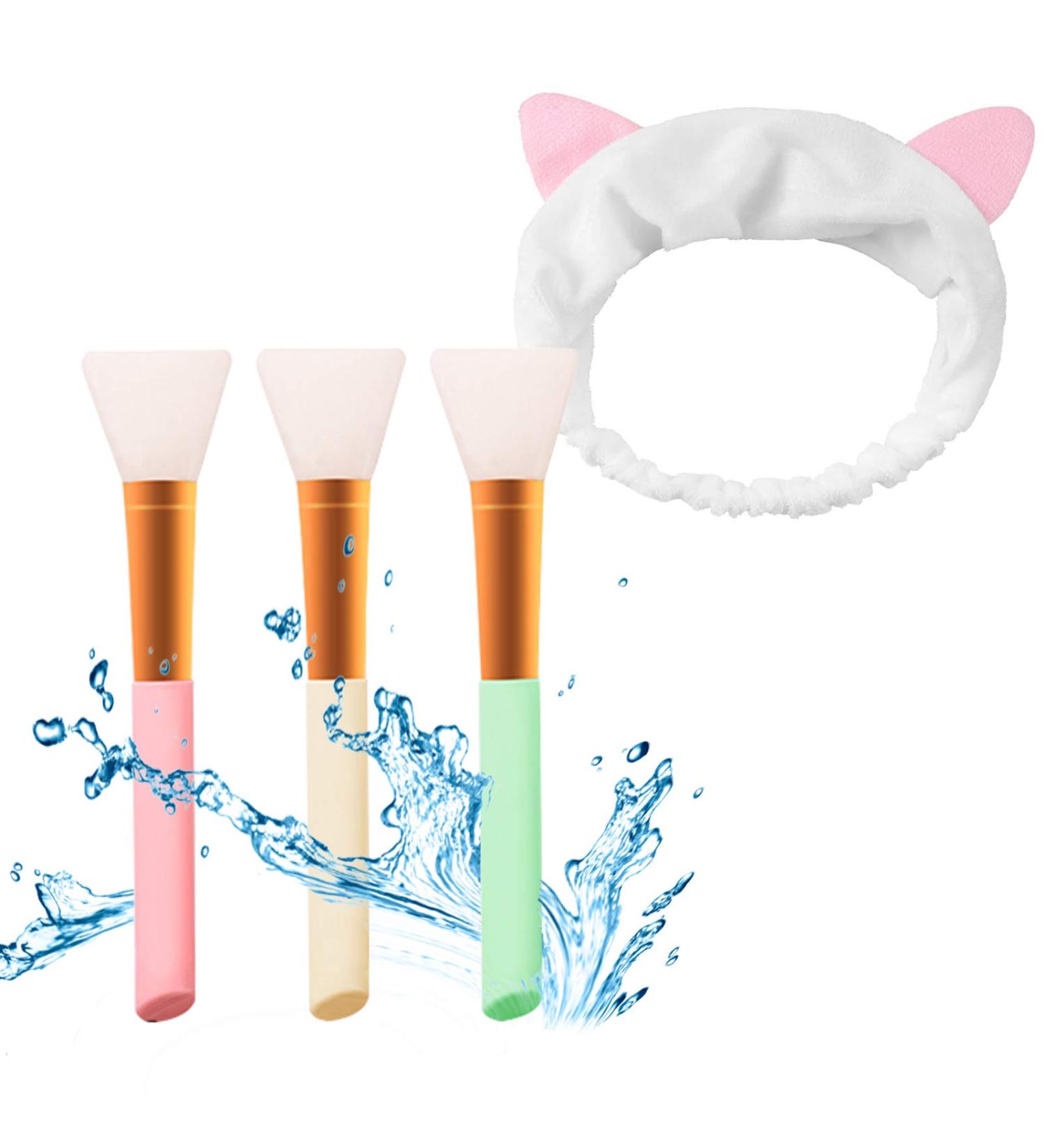 3-Piece Silicone Face Brush Set with Hair Band - DIY Skin Care & Makeup Tool - Buy Online on GoSupps.com