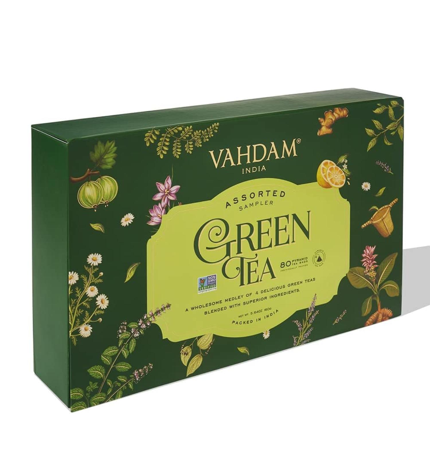 VAHDAM Green Tea Sampler Gift Set - 4 Flavors, 20 Tea Bags Each | Gluten Free Non GMO Christmas Tea Gift 2023 | Ideal Christmas Gift for Women, Men, and Adults - Buy Online on GoSupps.com