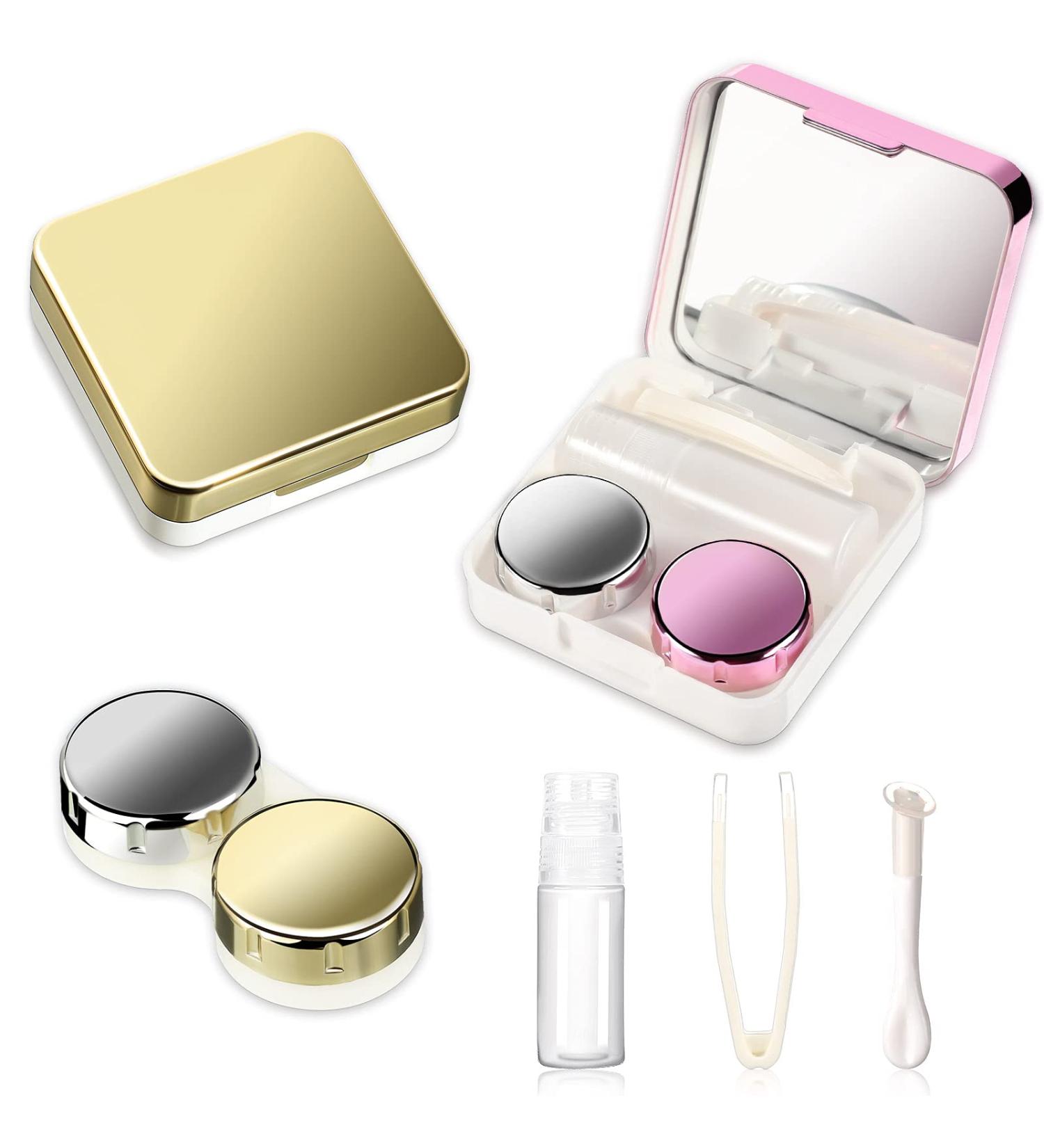 Buy Mini Travel Contact Lens Etui Set - 2 Pieces with Mirror Pink & Gold - Perfect Holder Container for Easy Storage - Buy Online on GoSupps.com