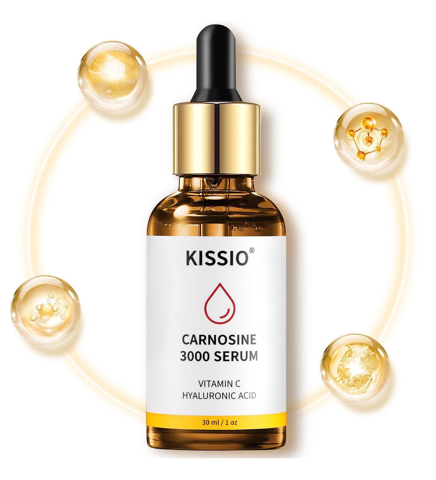 KISSIO Peptide Serum - Anti-Wrinkle Facial Serum with Vitamin C Hyaluronic Acid & Carnosine | Vegan Hydrating Skin Care for Fine Lines - 1 Fl Oz - Buy Online on GoSupps.com