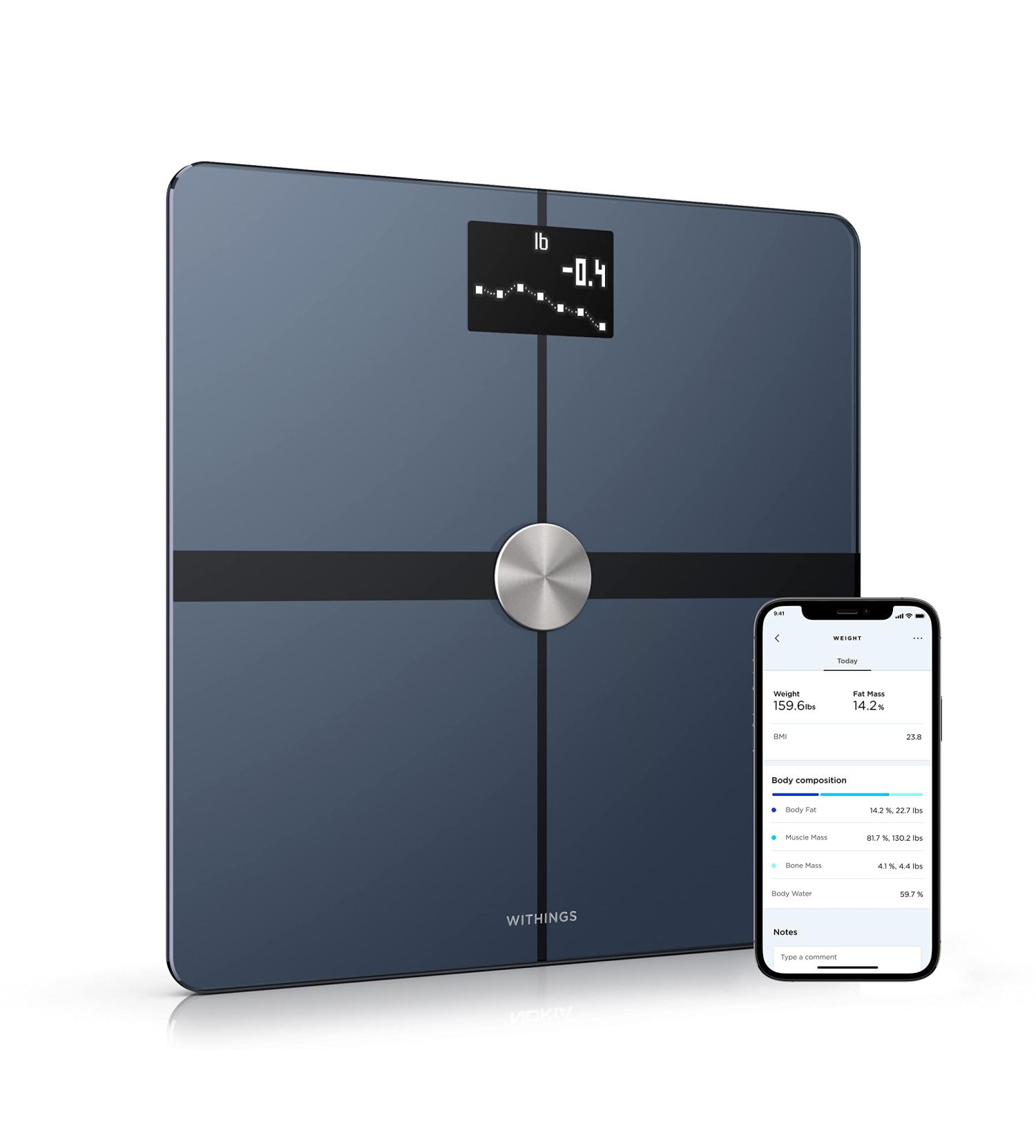 Withings Body Smart Wi-Fi Scale - Digital Body Weight Monitor and Composition Scales for Weight Loss Management - Black - Buy Online on GoSupps.com