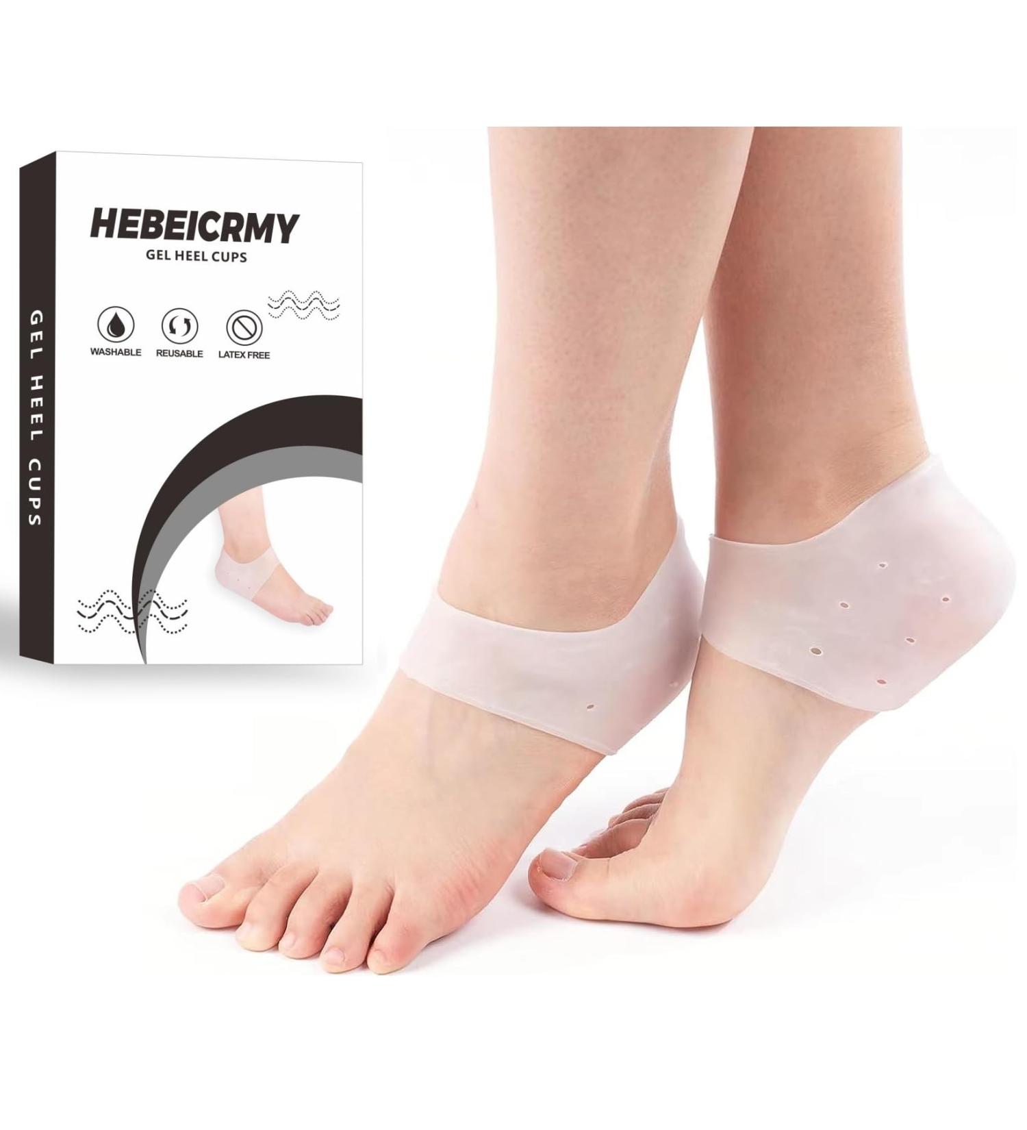 Silicone Heel Covers for Plantar Fasciitis & Cracked Heels - Comfortable Heel Pads for Men & Women (1 Pair Blue & 1 Pair White - Buy Online on GoSupps.com