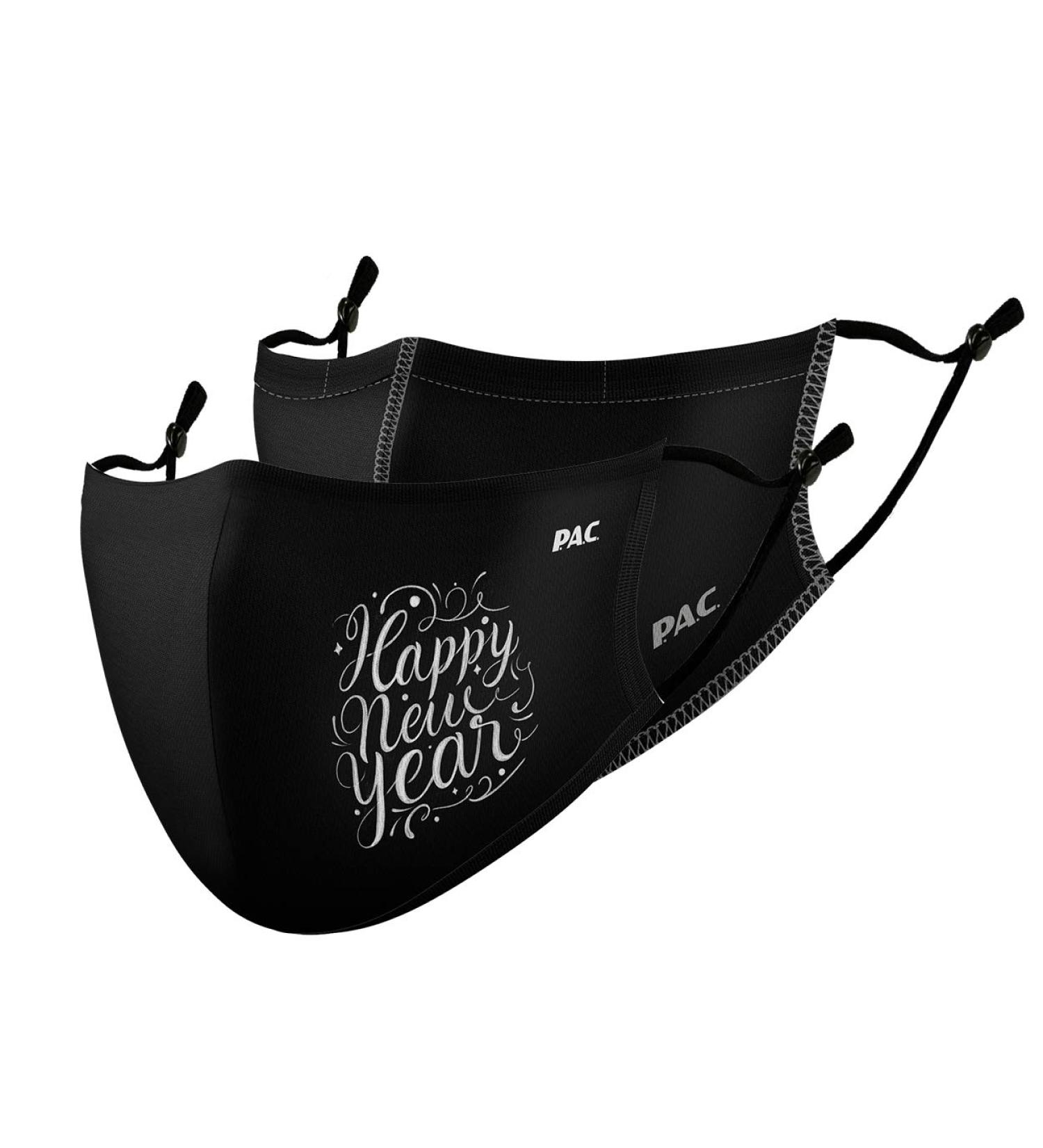 P.A.C. Lightweight 2-Pack Premium Community Masks - Washable Reusable Oeko-Tex 100 Certified Super-Thin Everyday Masks in Total Black - Ideal for All Sizes - Happy New Year! - Buy Online on GoSupps.com